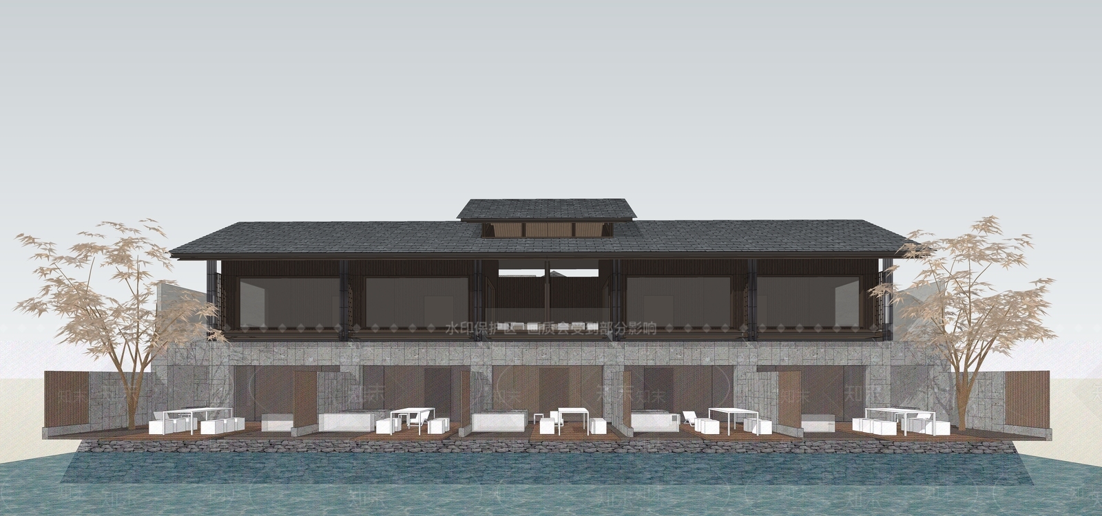 新中式侘寂小公建SU模型下载【ID:1184305939】