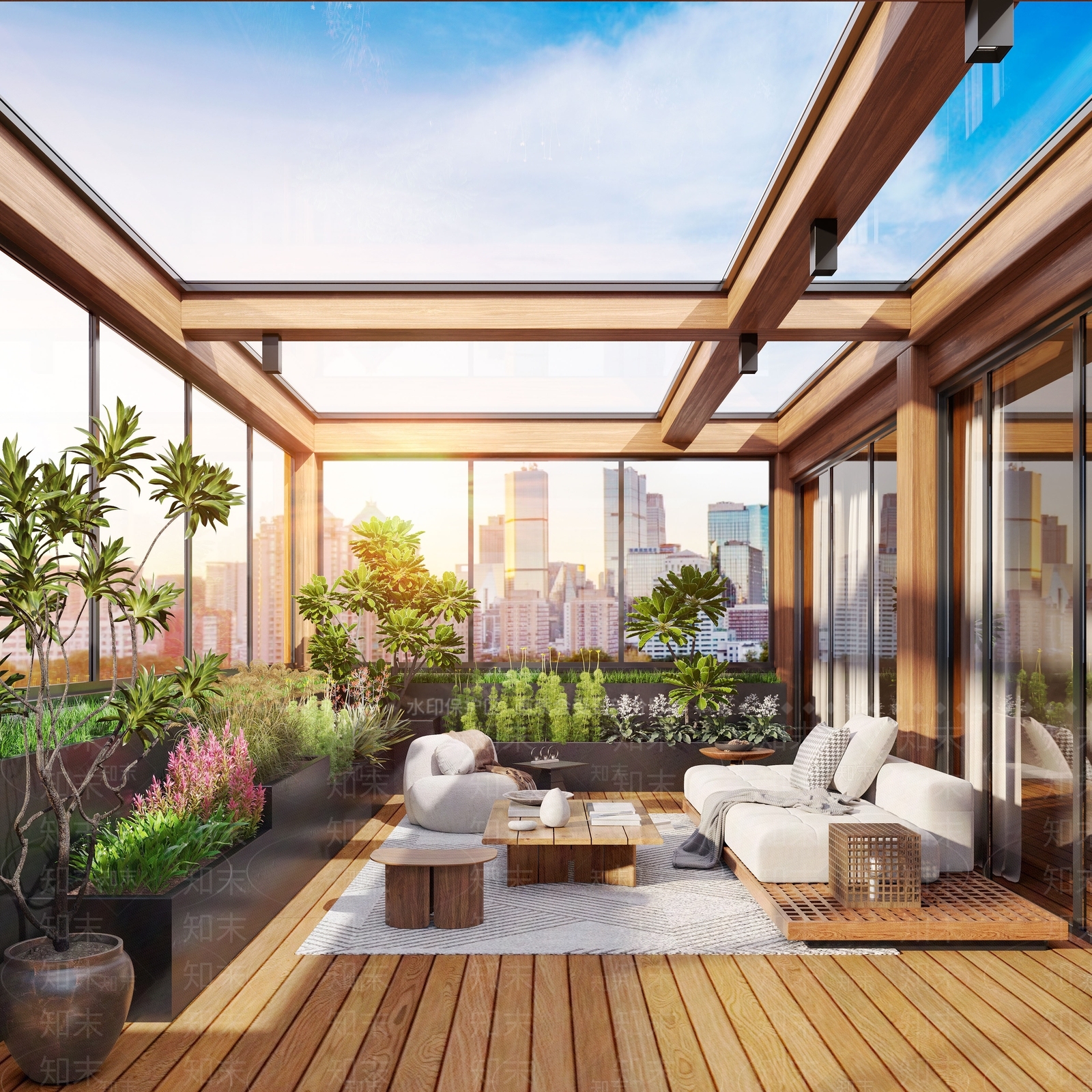 现代屋顶花园SU模型下载【ID:1184306965】