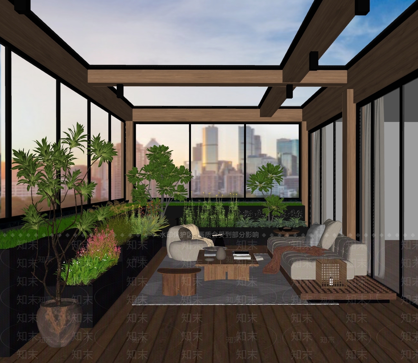现代屋顶花园SU模型下载【ID:1184306965】