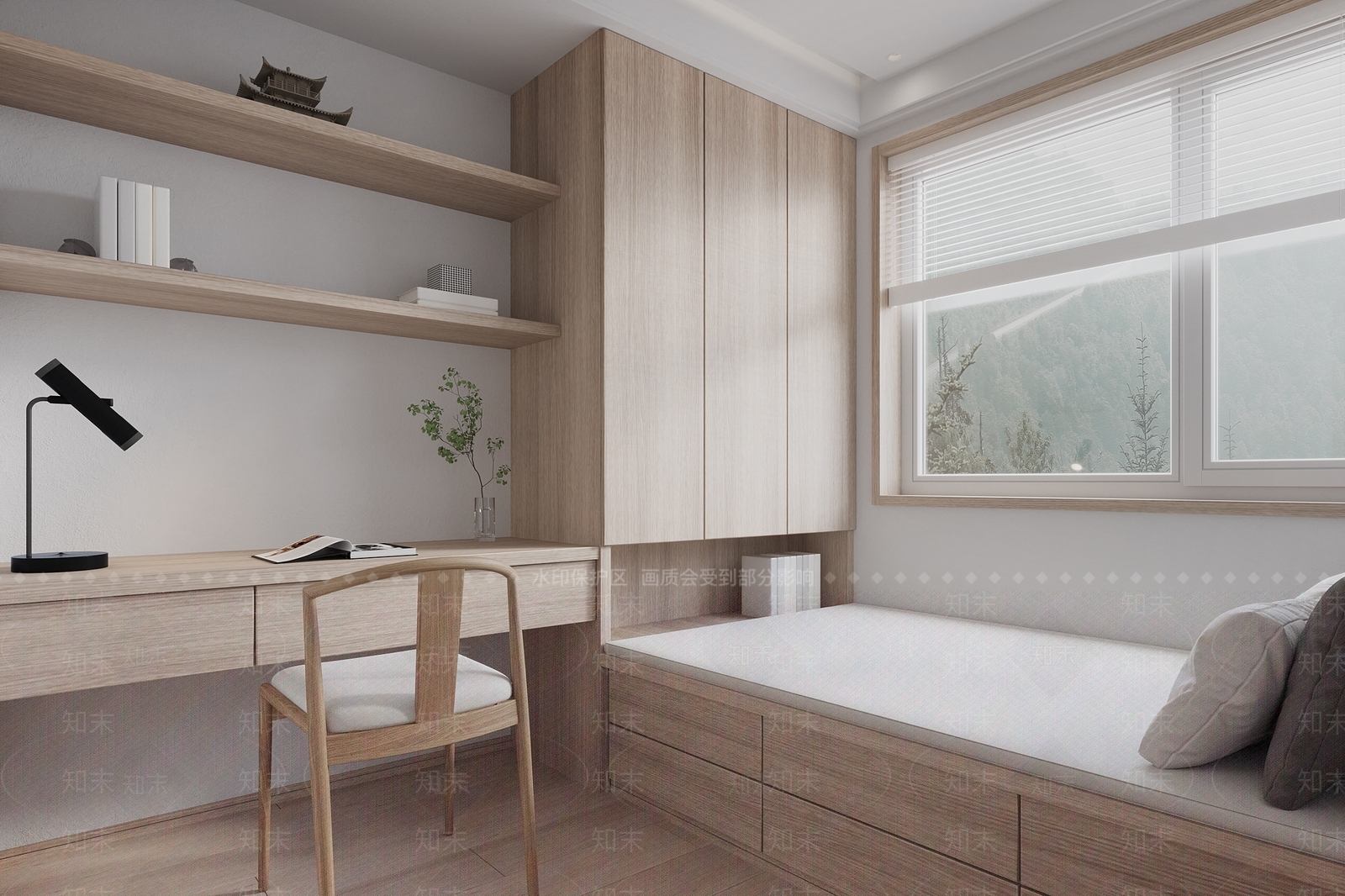 新中式榻榻米卧室3D模型下载【ID:1184308888】