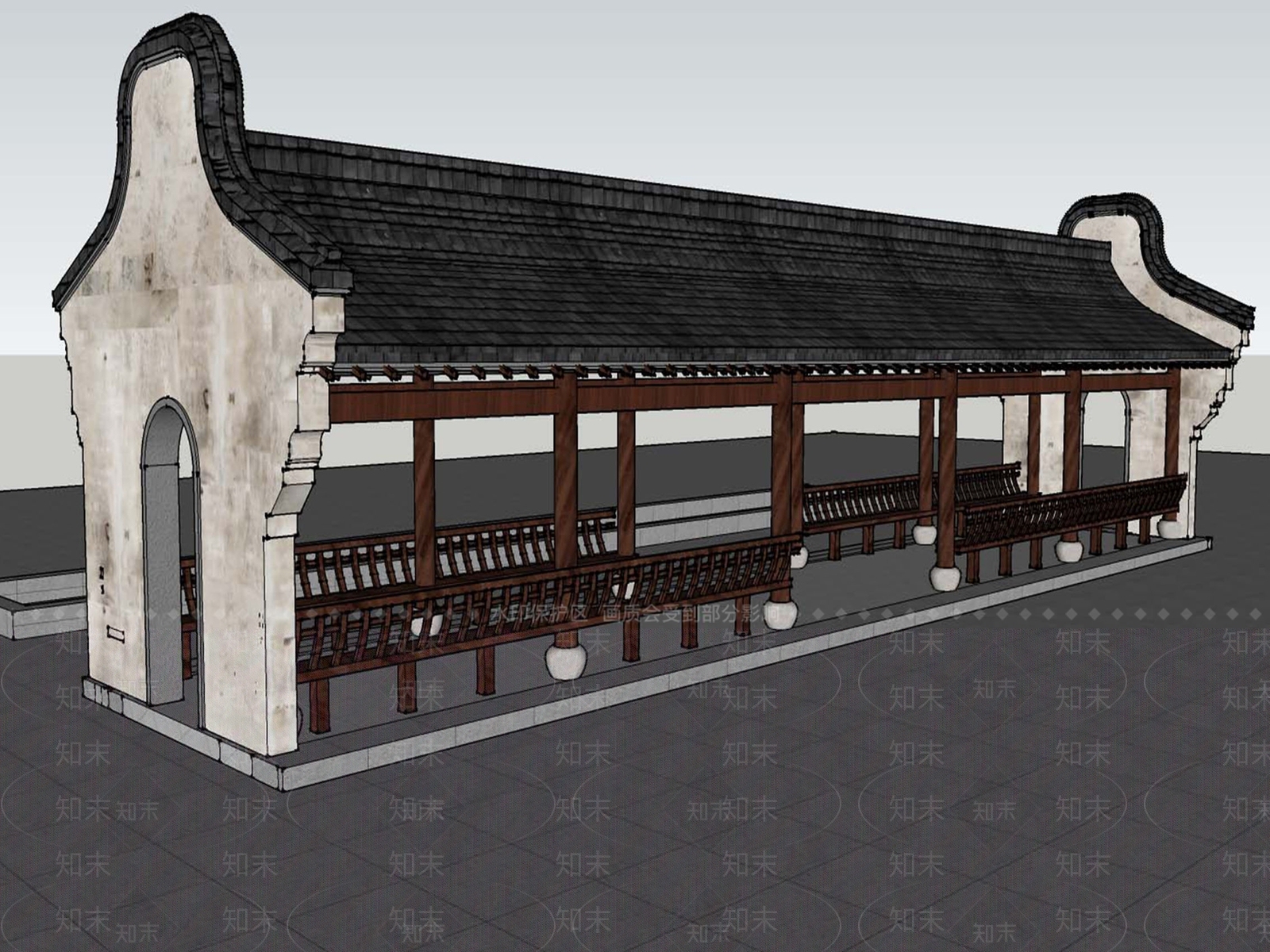 中式新中式古建筑SU模型下载【ID:1184311126】