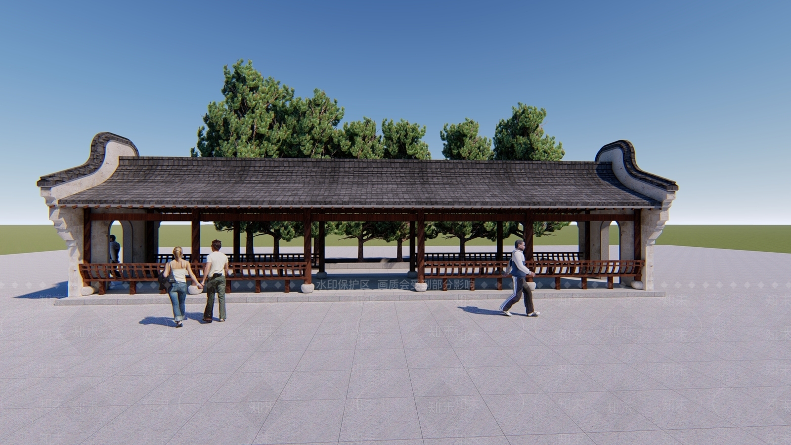 中式新中式古建筑SU模型下载【ID:1184311126】
