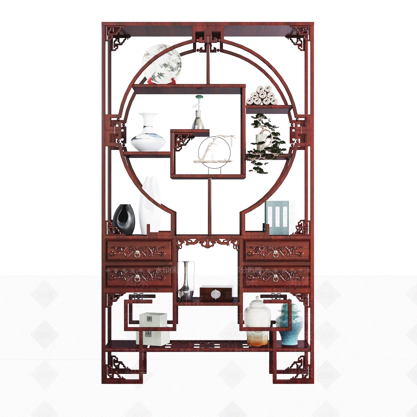 中式博古架3D模型下载【ID:1184312428】