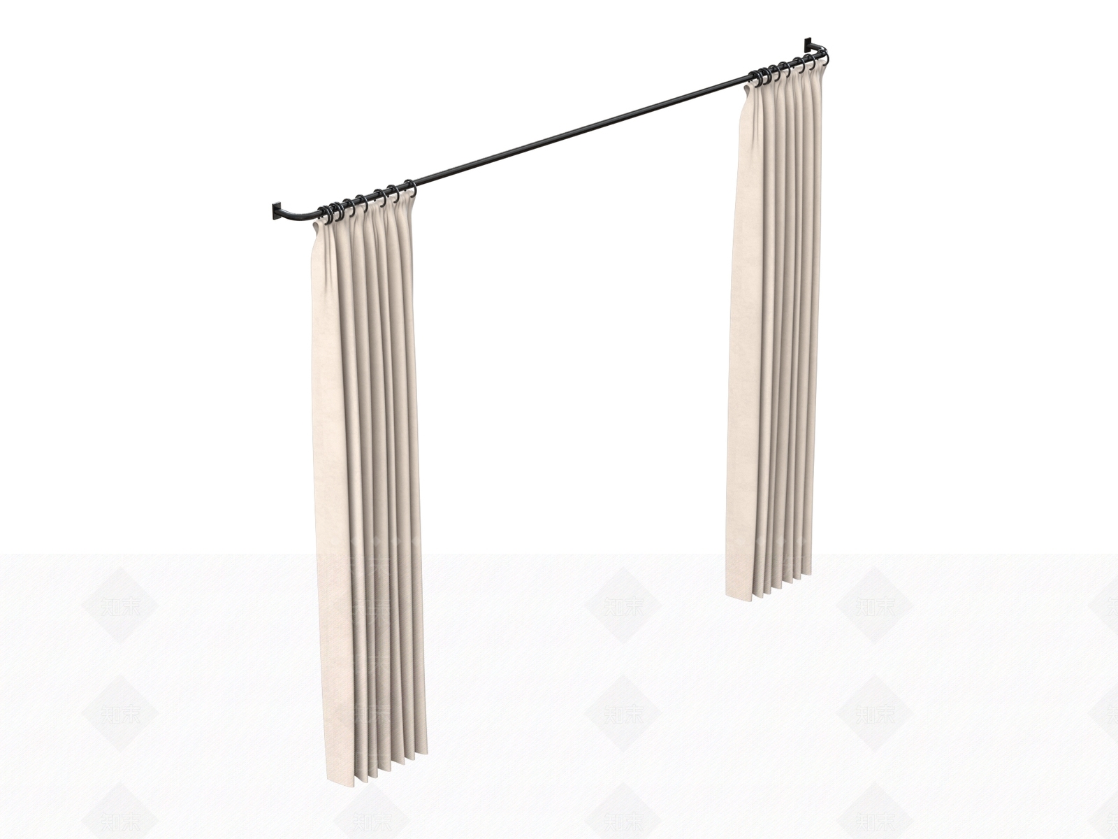 现代罗马杆窗帘3D模型下载【ID:1184313611】