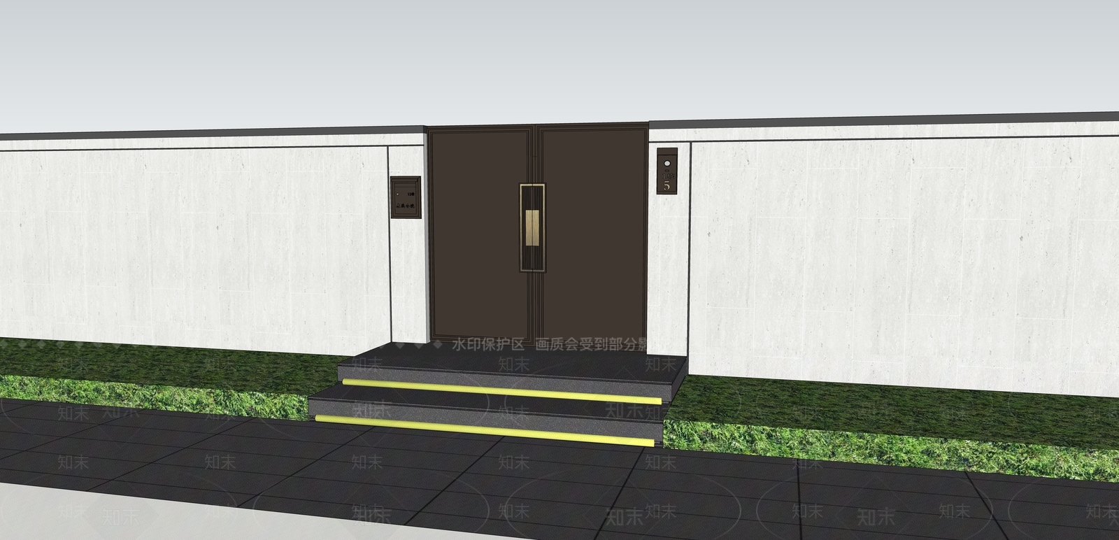 新中式现代别墅庭院SU模型下载【ID:1184316578】