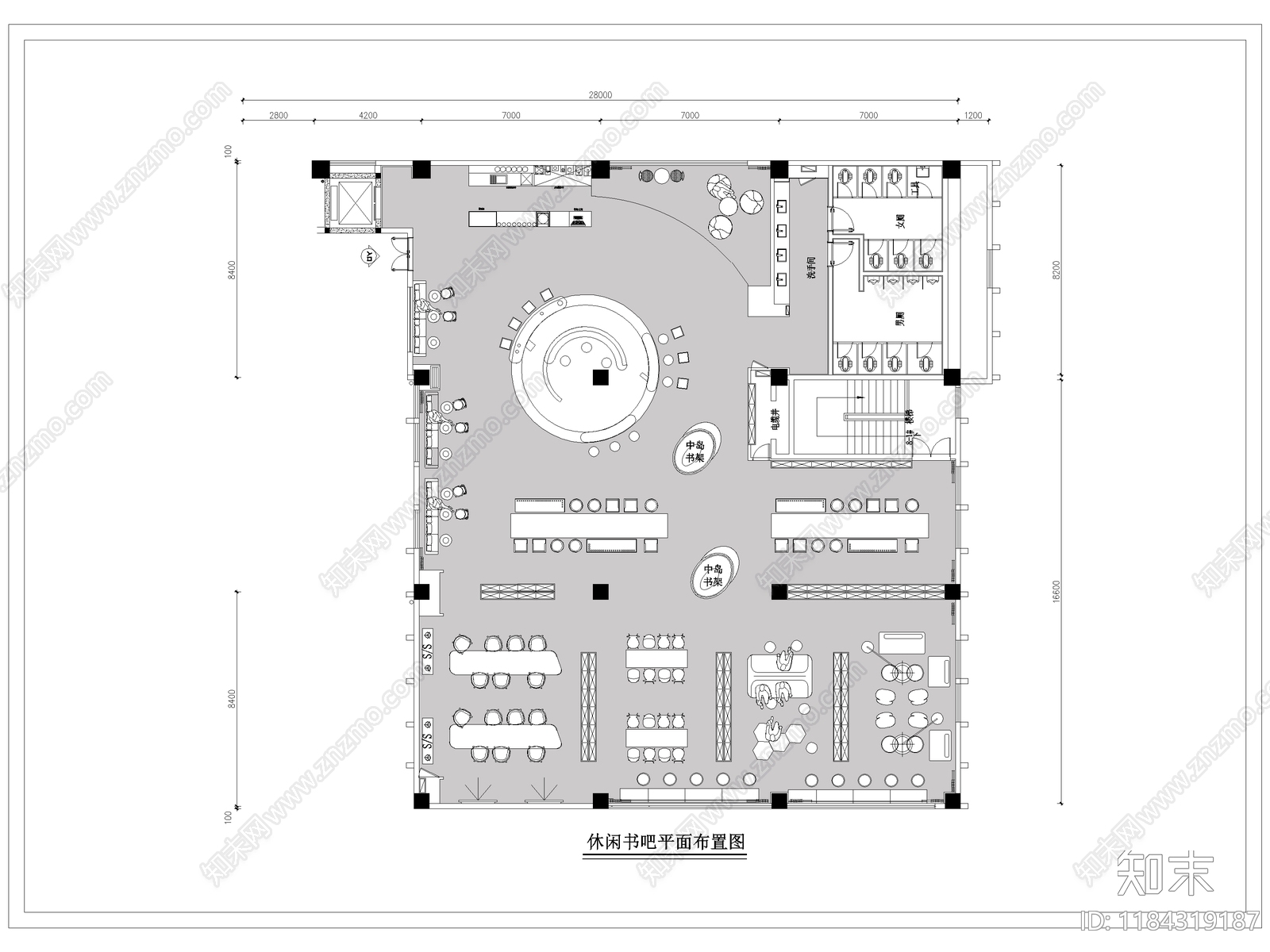 现代书店施工图下载【ID:1184319187】