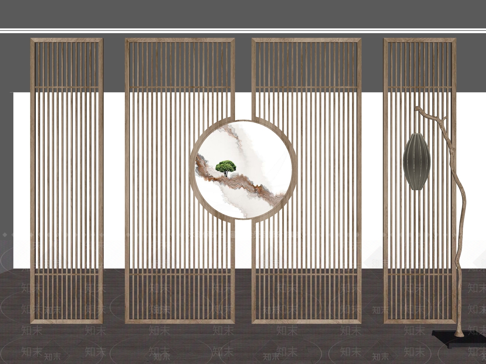 新中式日式屏风SU模型下载【ID:1184324559】