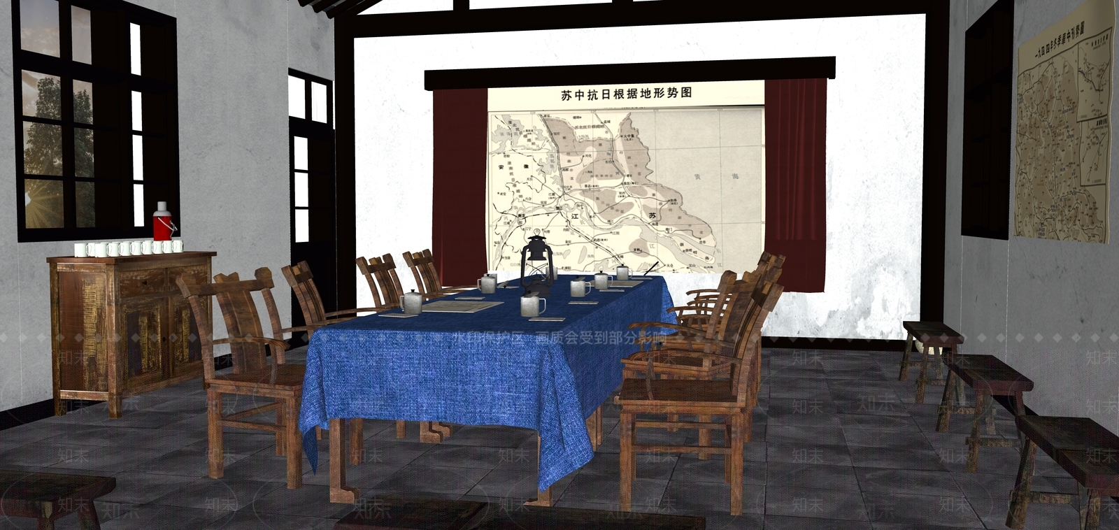 复古党建展厅SU模型下载【ID:1184325187】