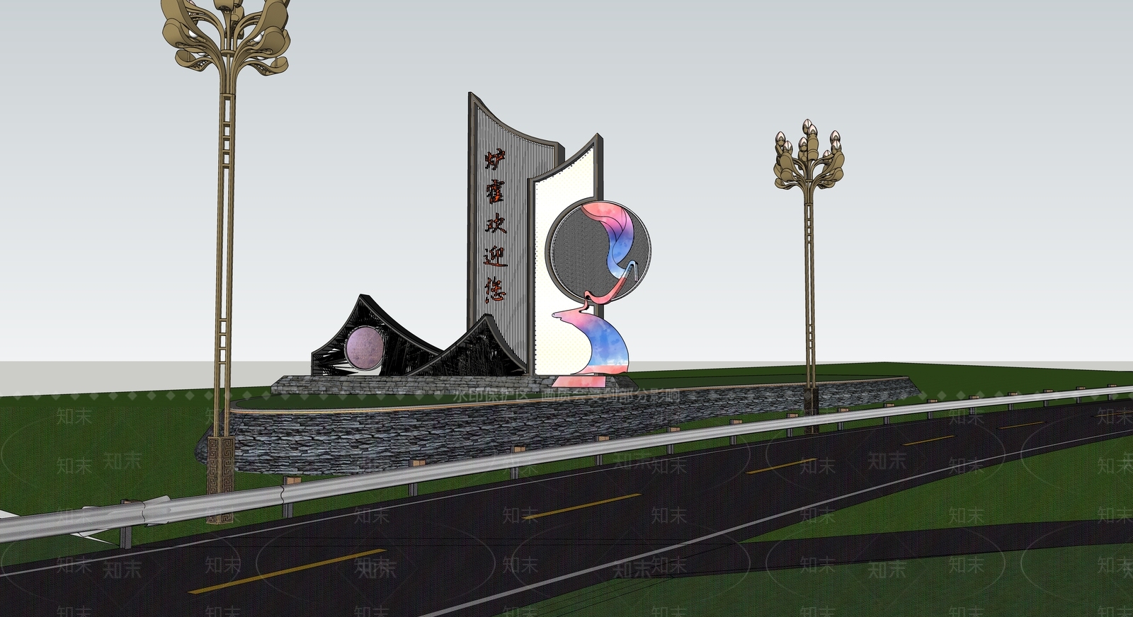 现代入口大门SU模型下载【ID:1184325329】