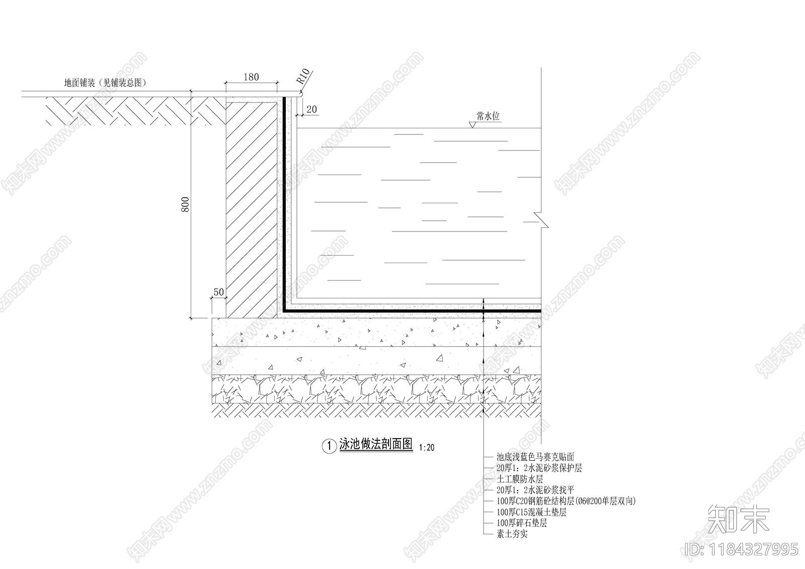 现代新中式游泳馆建筑施工图下载【ID:1184327995】