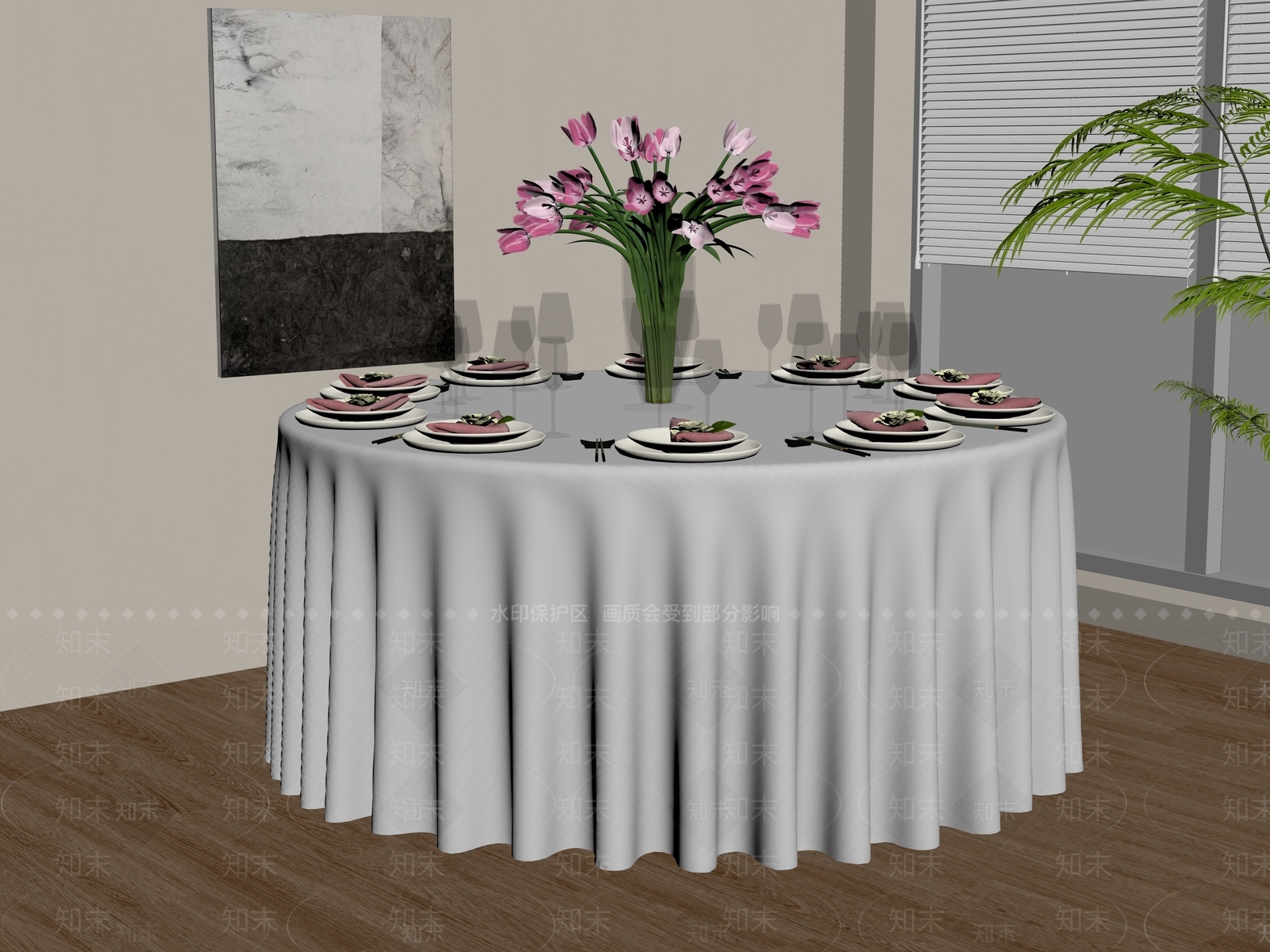 现代其他桌子SU模型下载【ID:1184328633】
