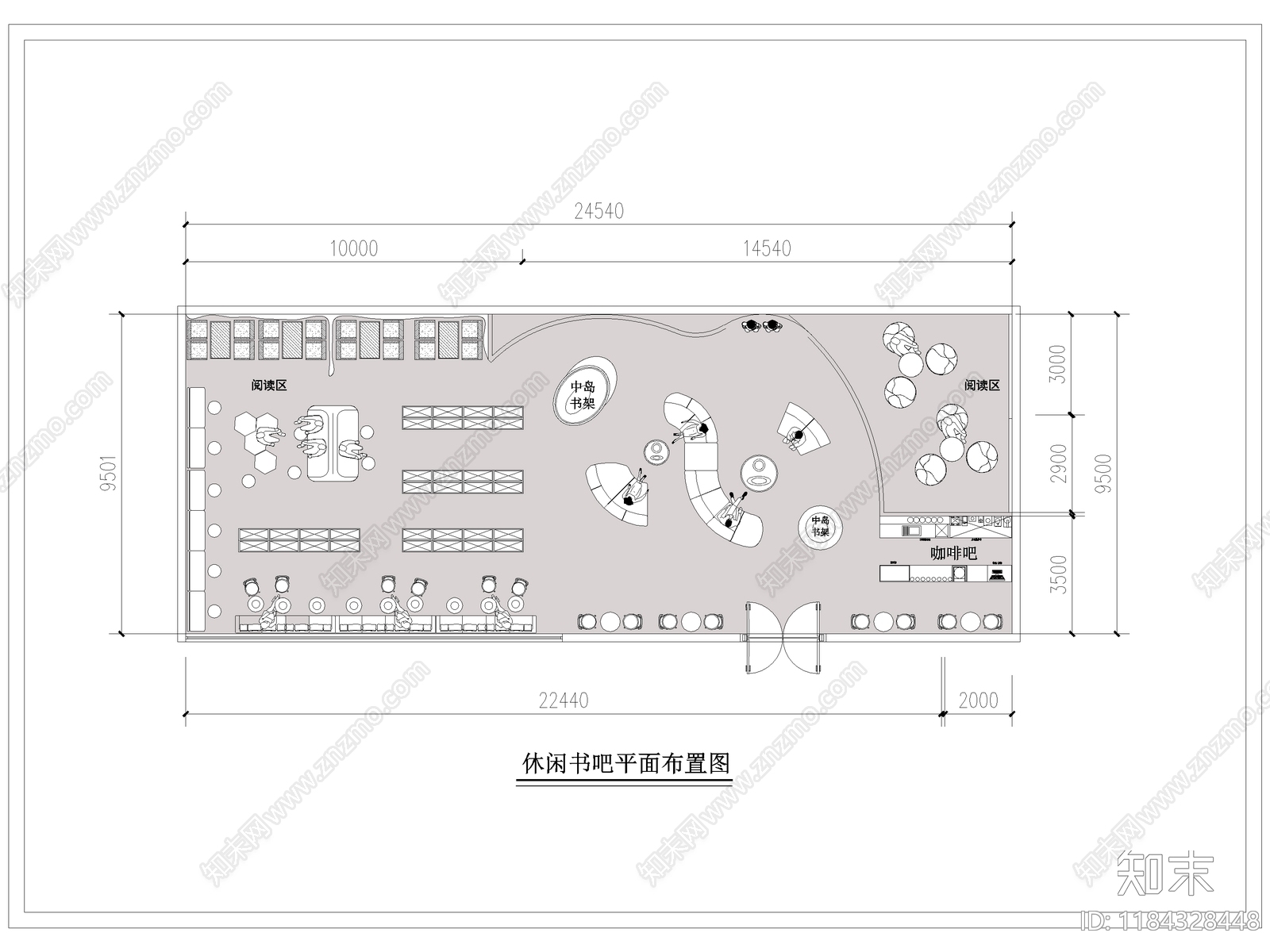 现代书店施工图下载【ID:1184328448】