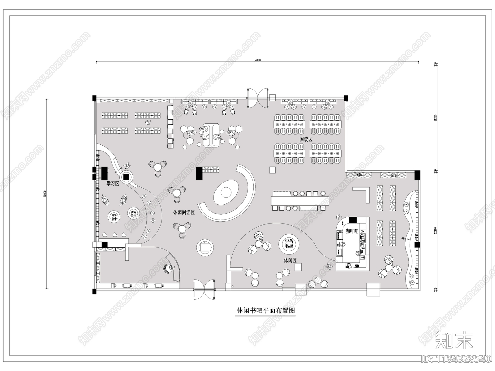 现代书店施工图下载【ID:1184328540】