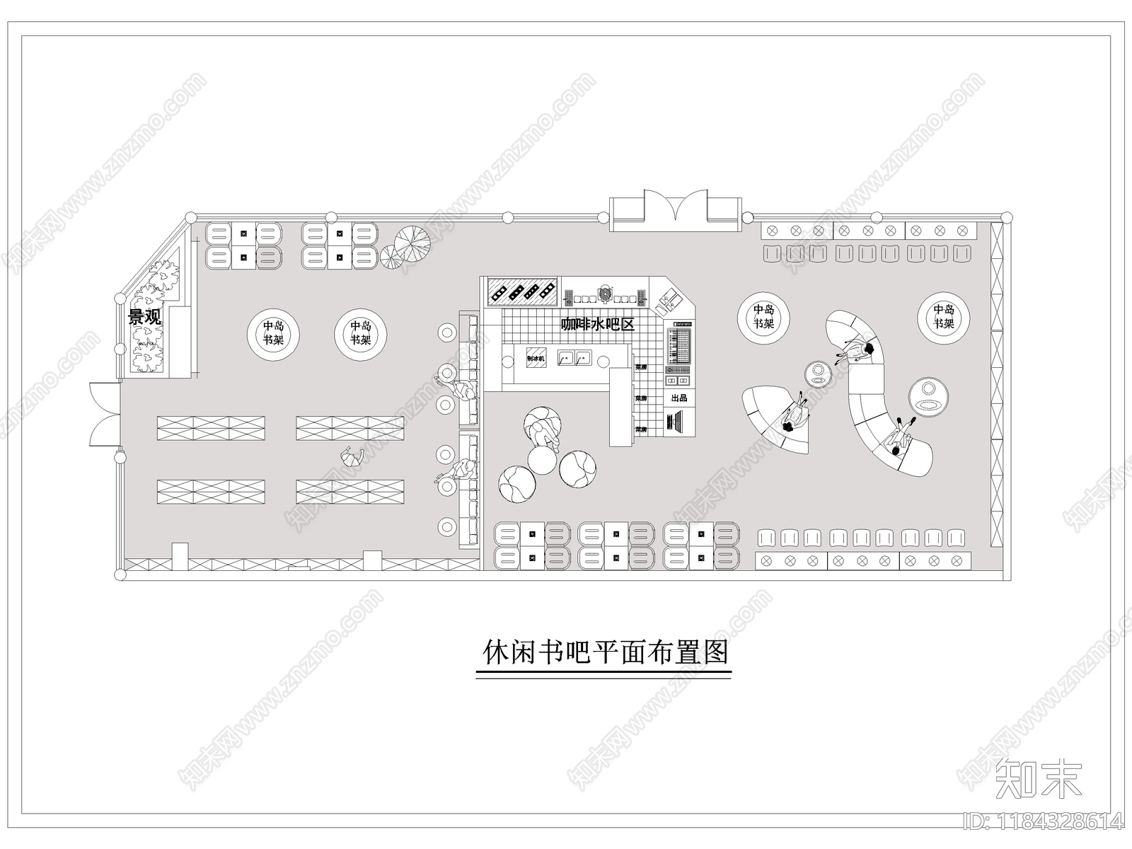 现代书店施工图下载【ID:1184328614】