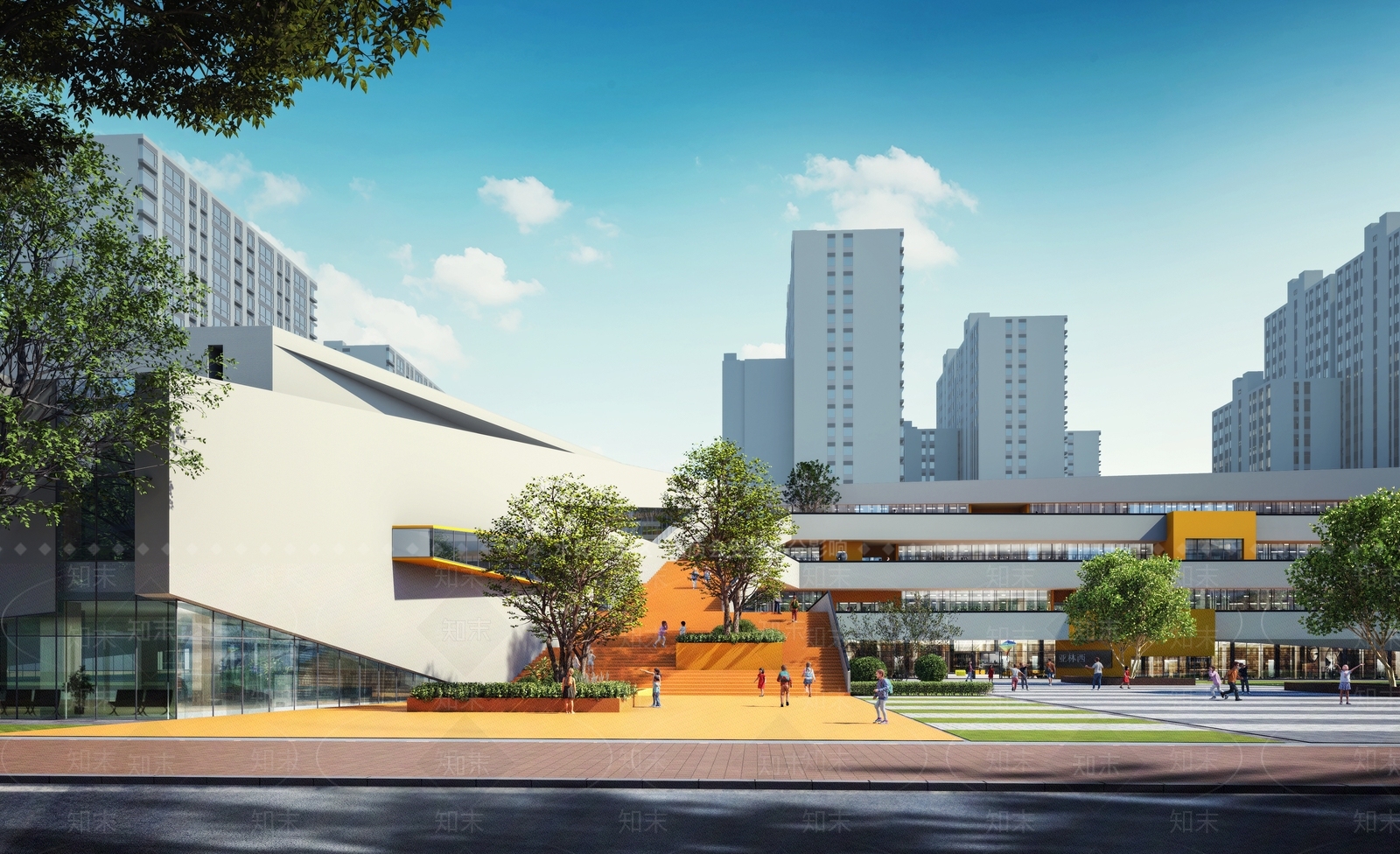 现代学校建筑SU模型下载【ID:1184328855】