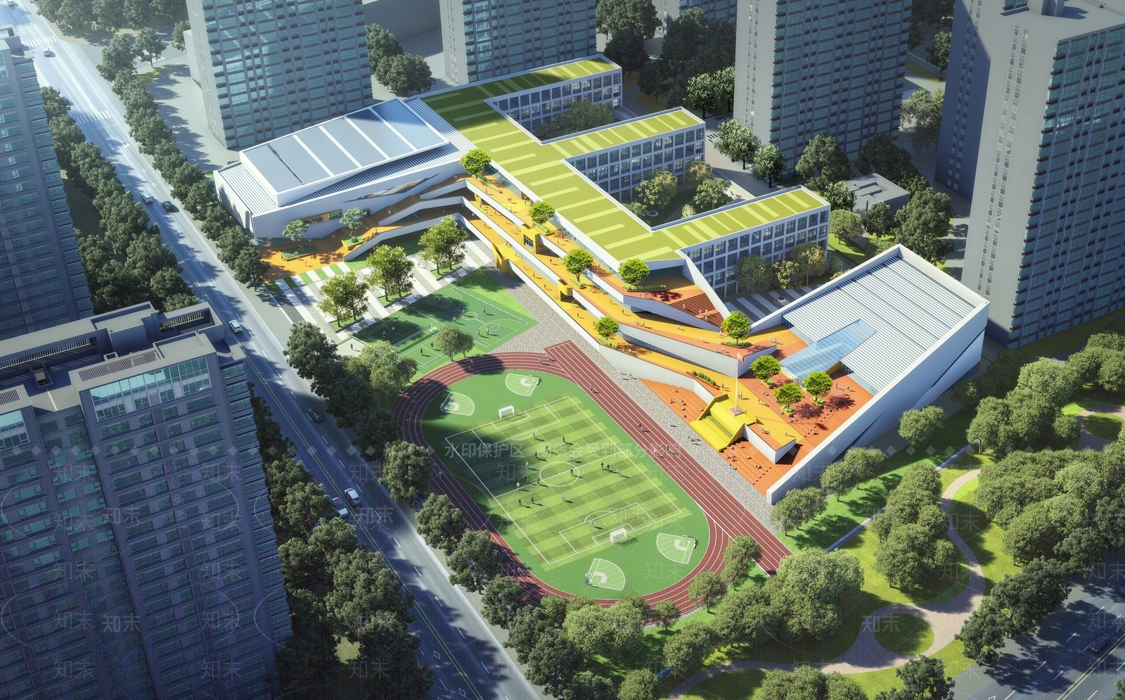 现代学校建筑SU模型下载【ID:1184328855】