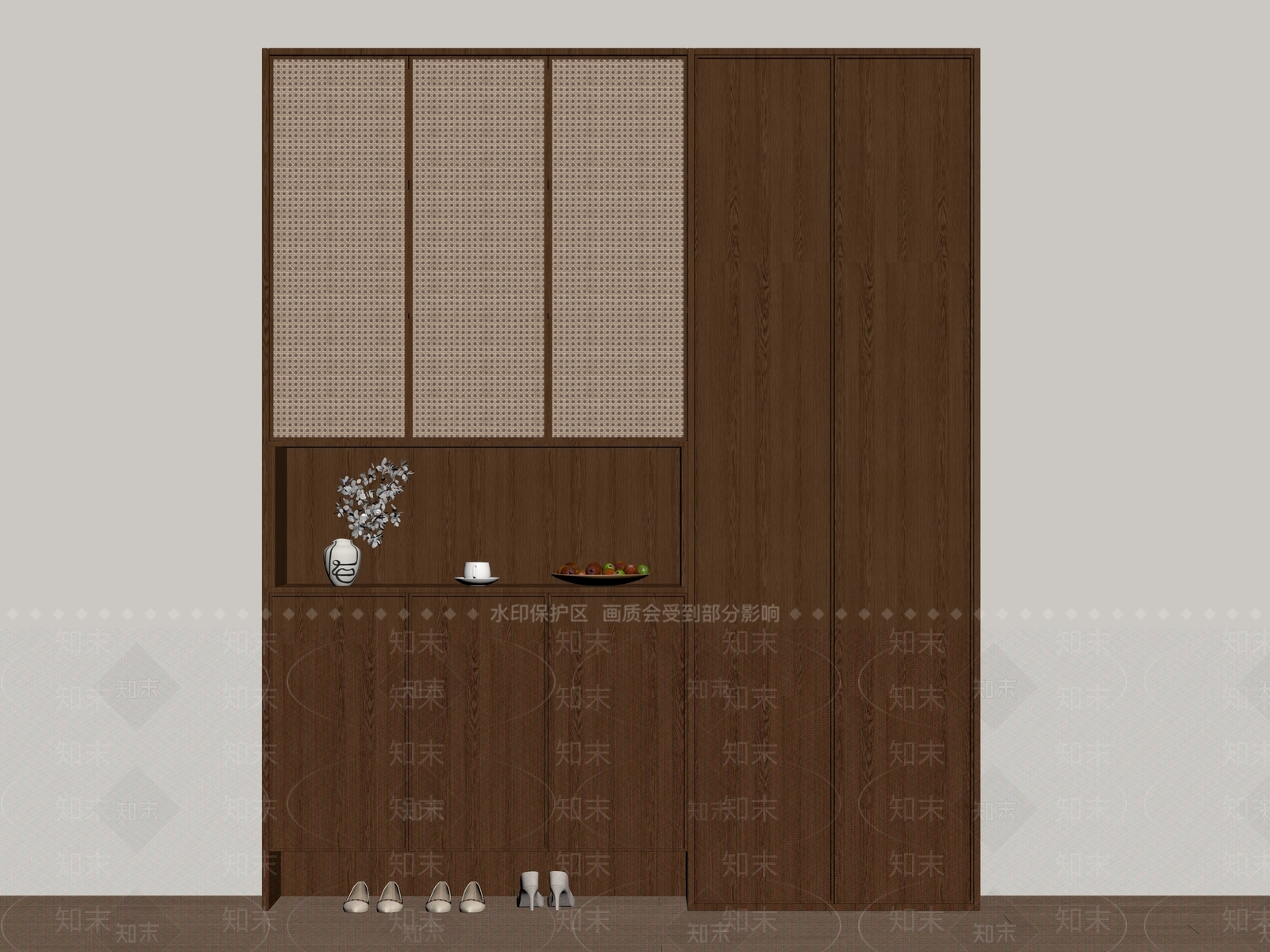 现代鞋柜SU模型下载【ID:1184330042】