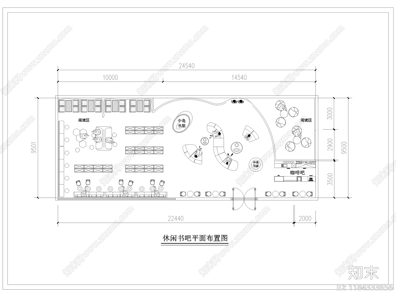 现代书店cad施工图下载【ID:1184333656】