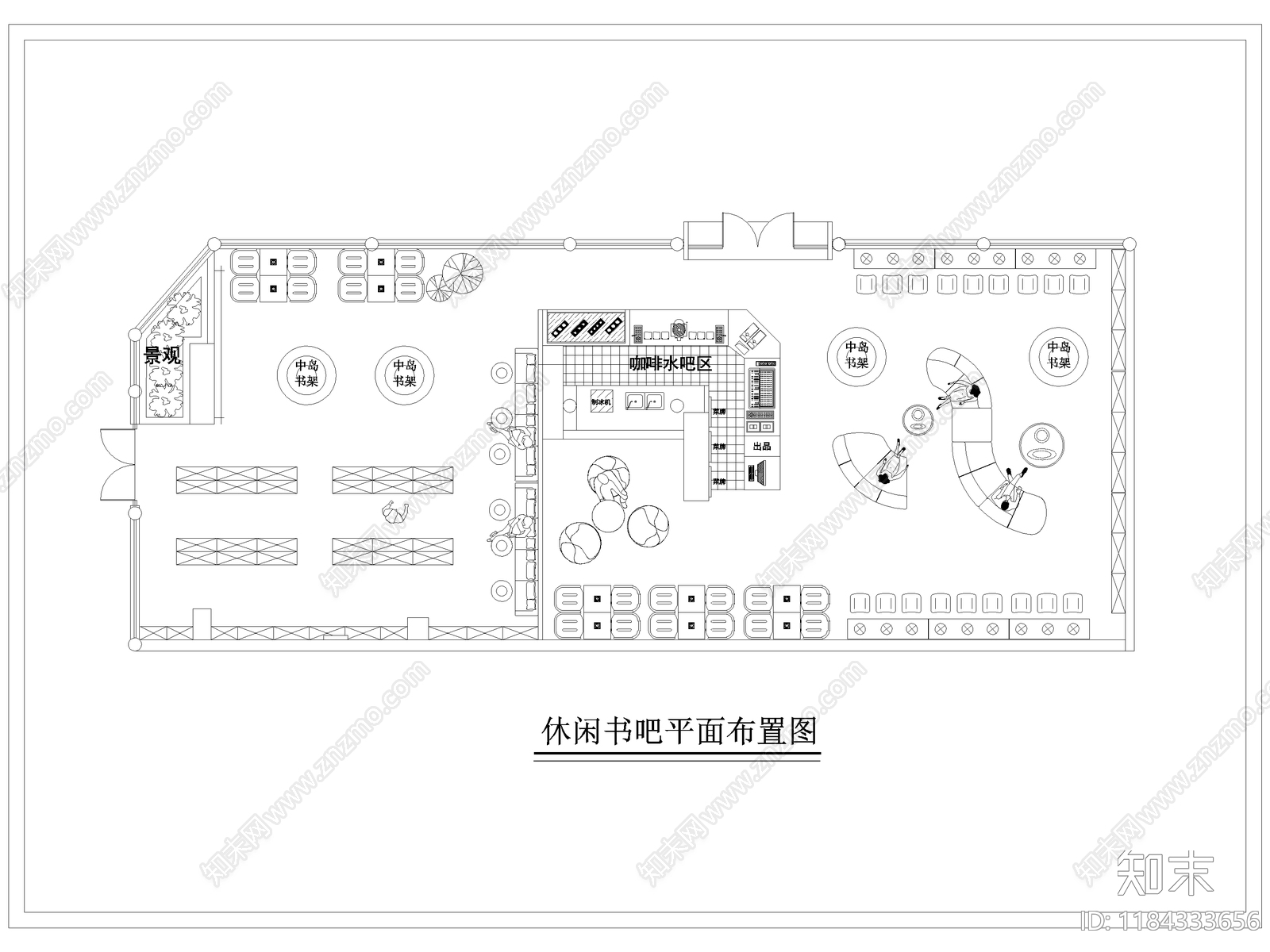现代书店cad施工图下载【ID:1184333656】