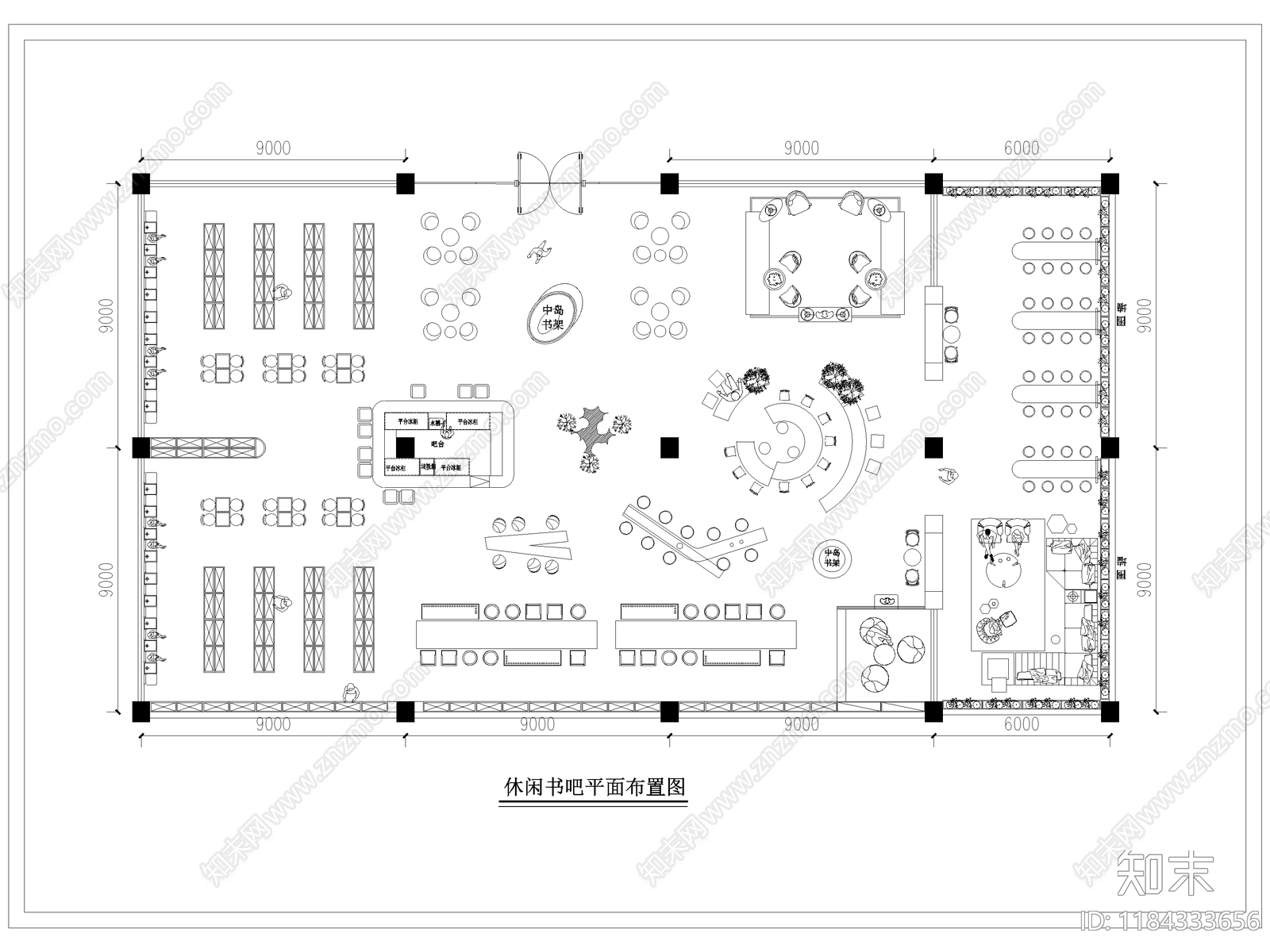 现代书店cad施工图下载【ID:1184333656】