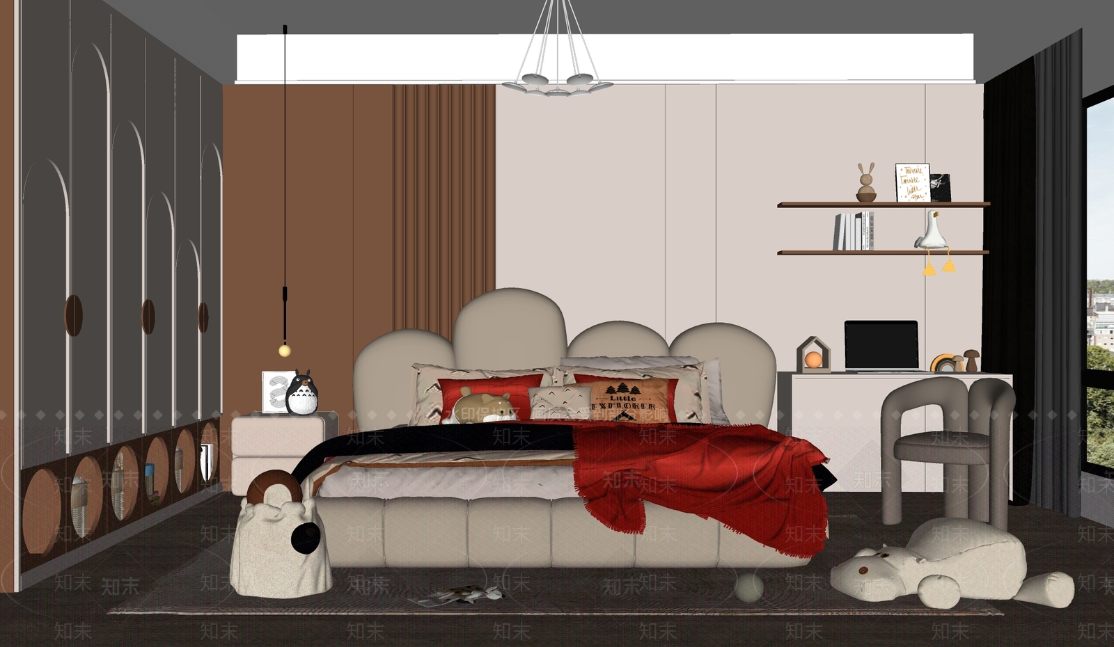 现代通用儿童房SU模型下载【ID:1184343056】