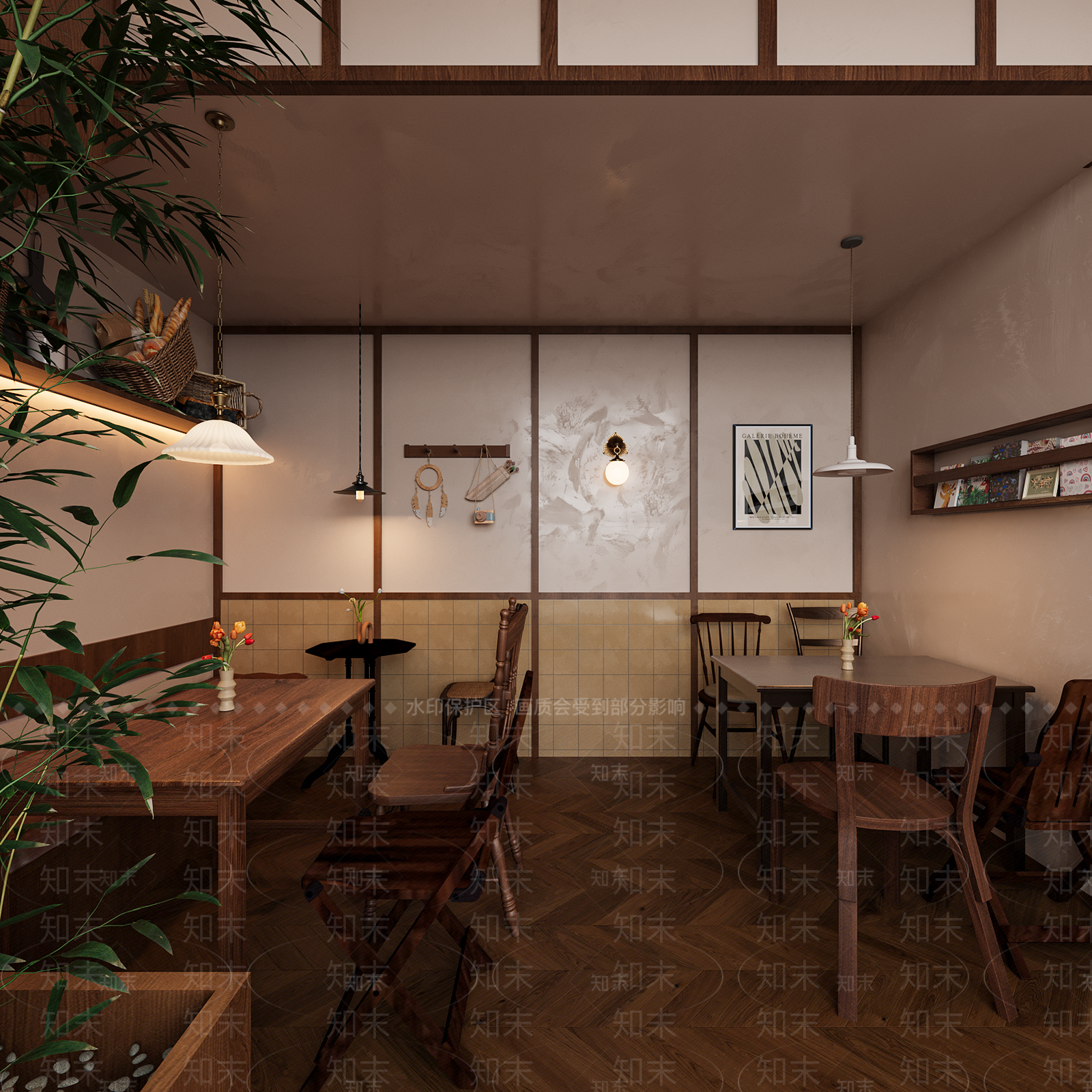 日式原木日料店3D模型下载【ID:1184344466】