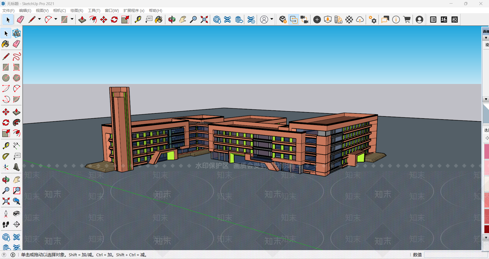 新中式现代学校建筑SU模型下载【ID:1184346910】