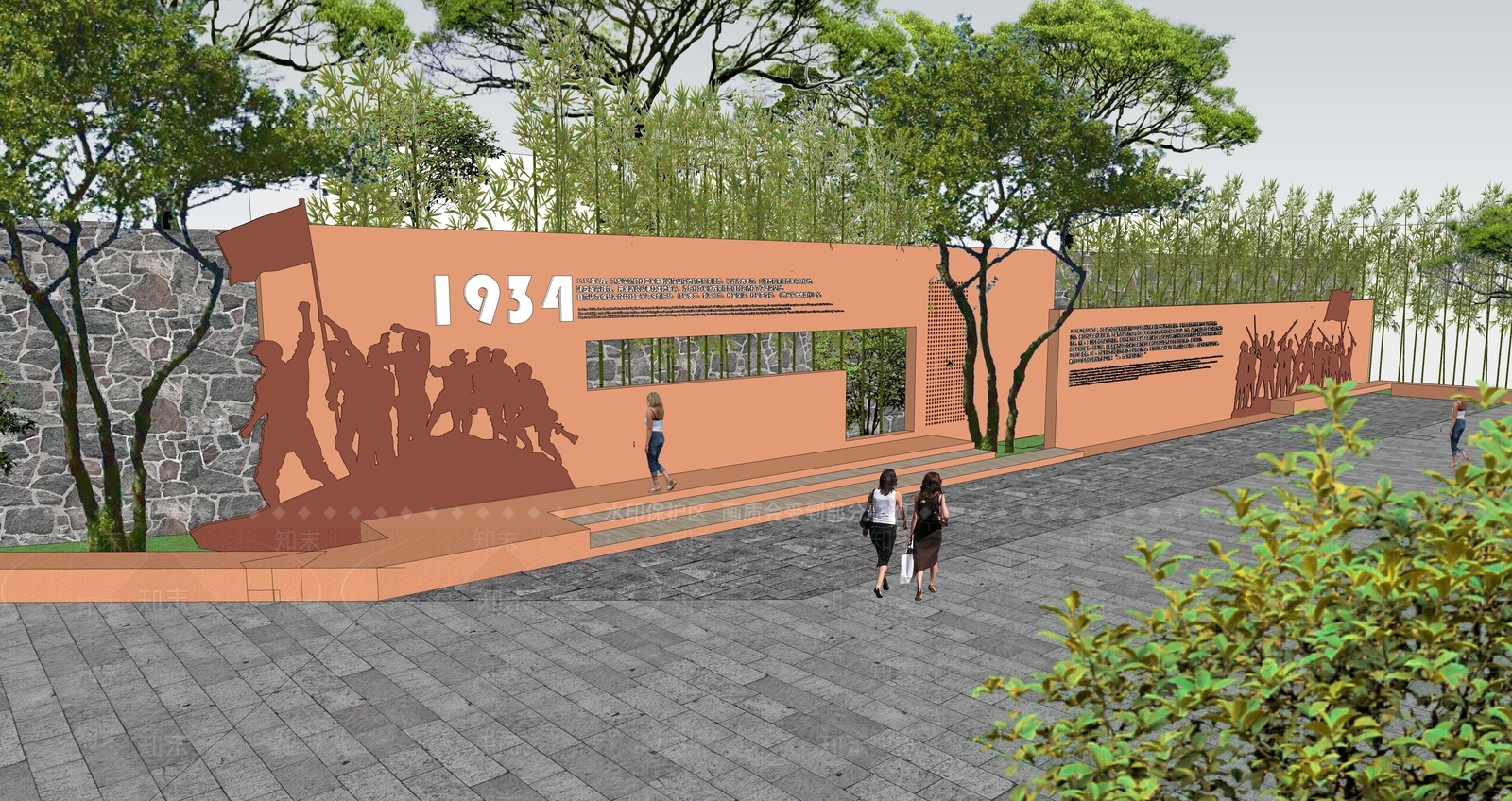 现代简约广场景观SU模型下载【ID:1184350538】