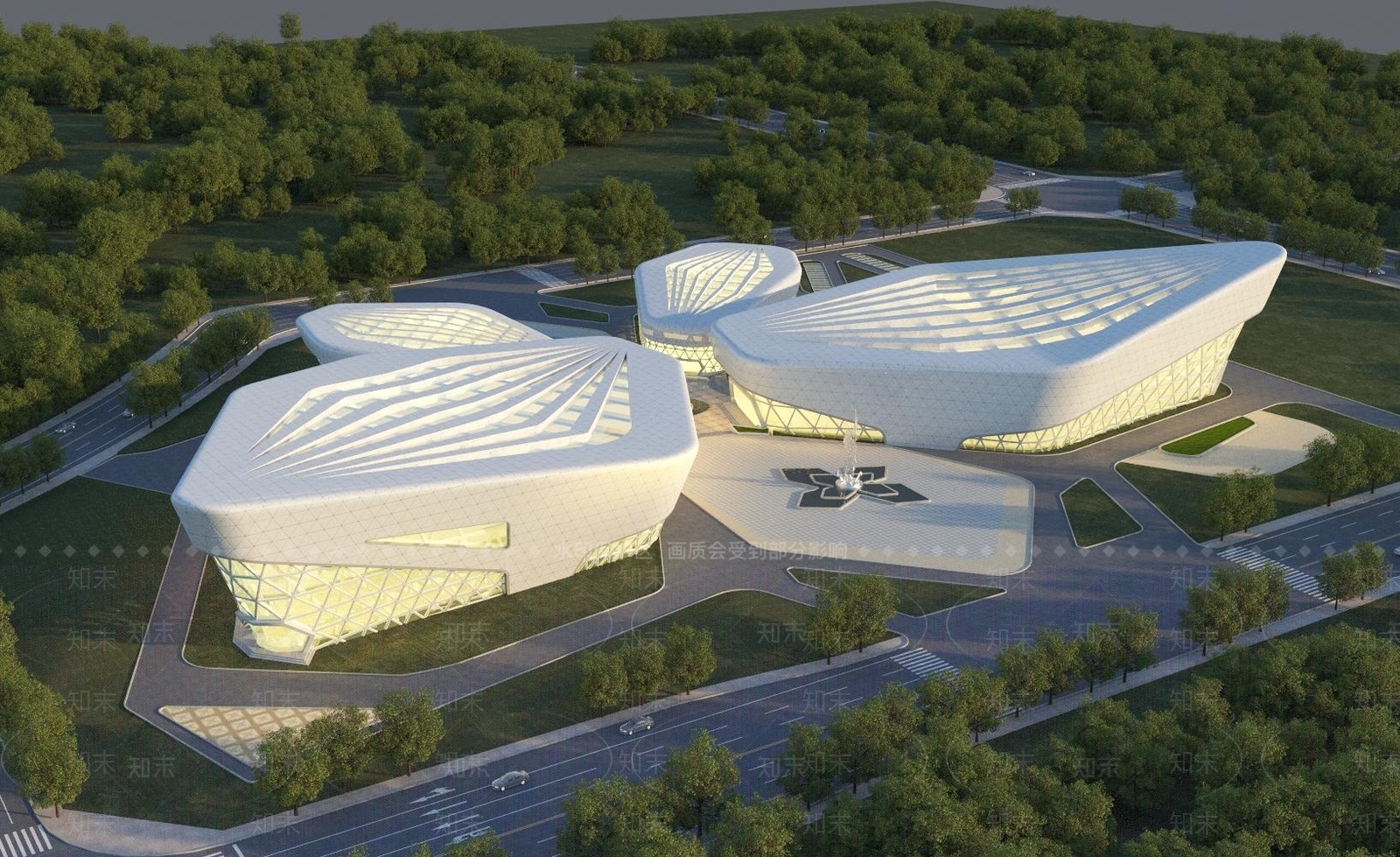 现代体育馆外观3D模型下载【ID:1184350399】