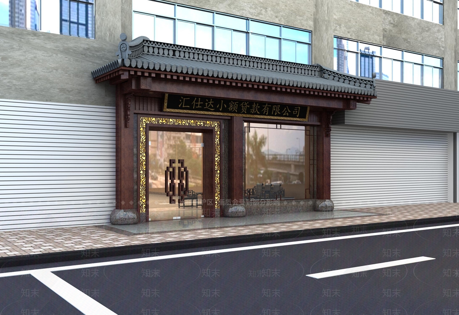 中式门头3D模型下载【ID:1184350863】