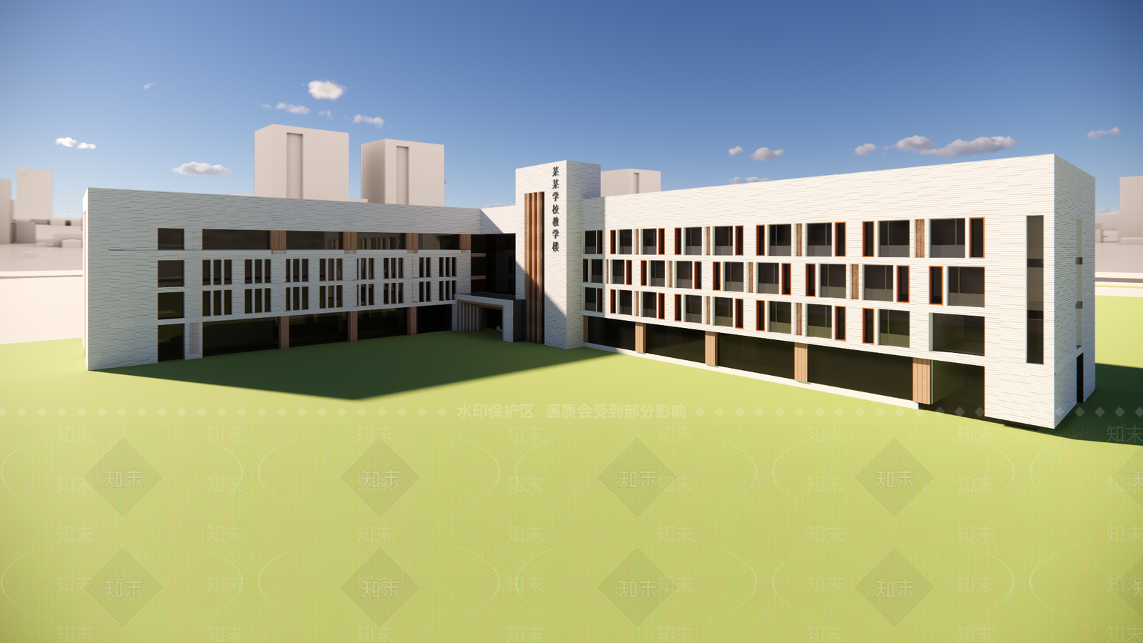 现代新中式学校建筑SU模型下载【ID:1184351533】