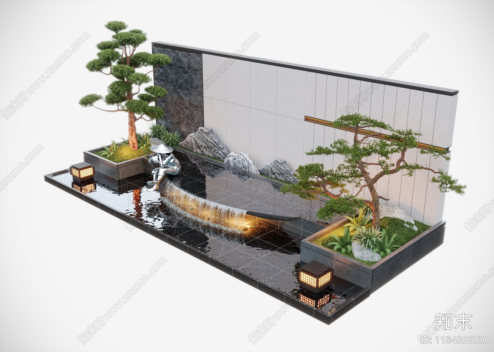 现代假山水景3D模型下载【ID:1184356590】