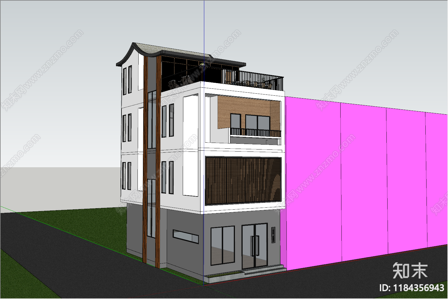 新中式现代其他景观小建筑SU模型下载【ID:1184356943】