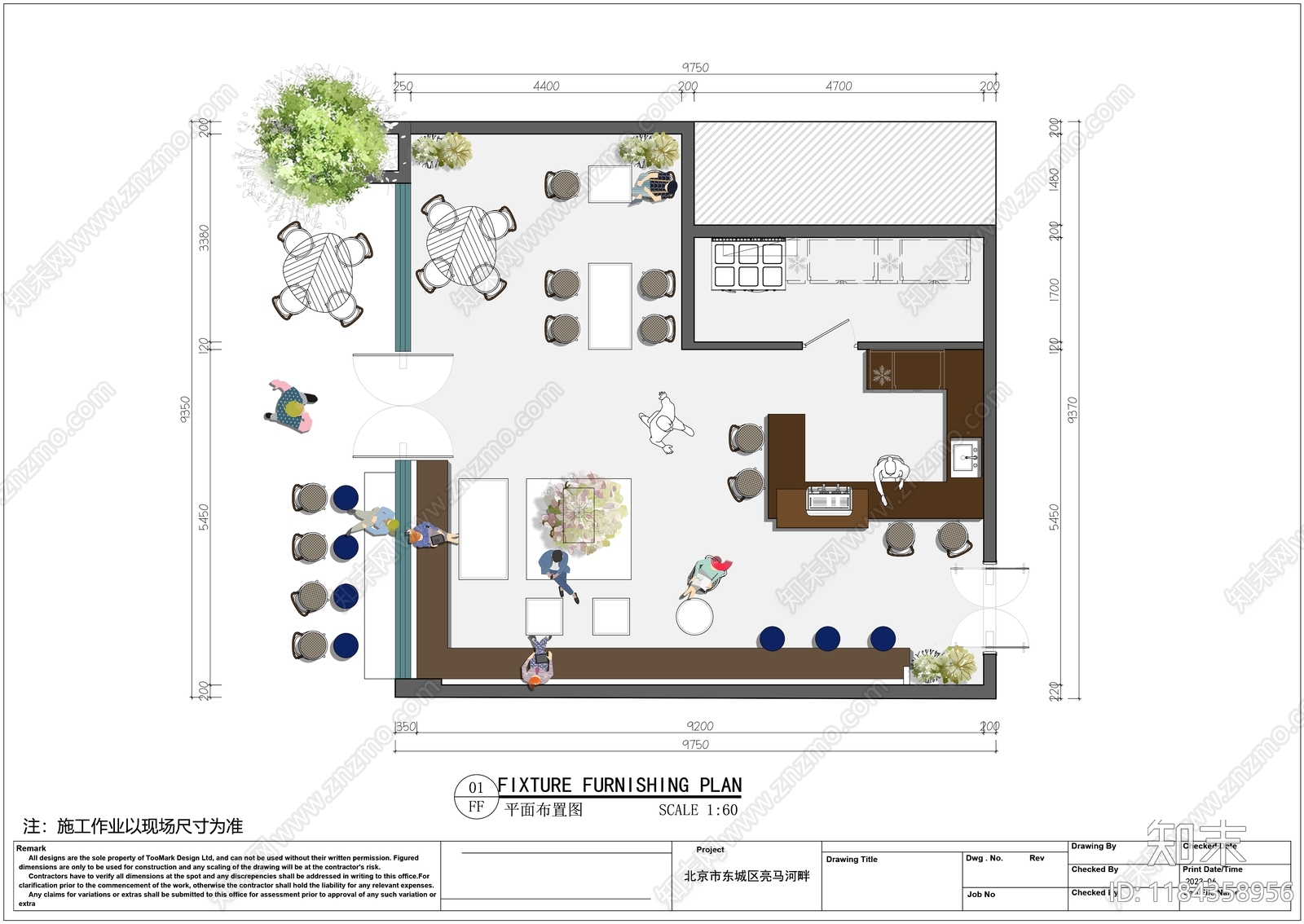 现代咖啡厅施工图下载【ID:1184358956】