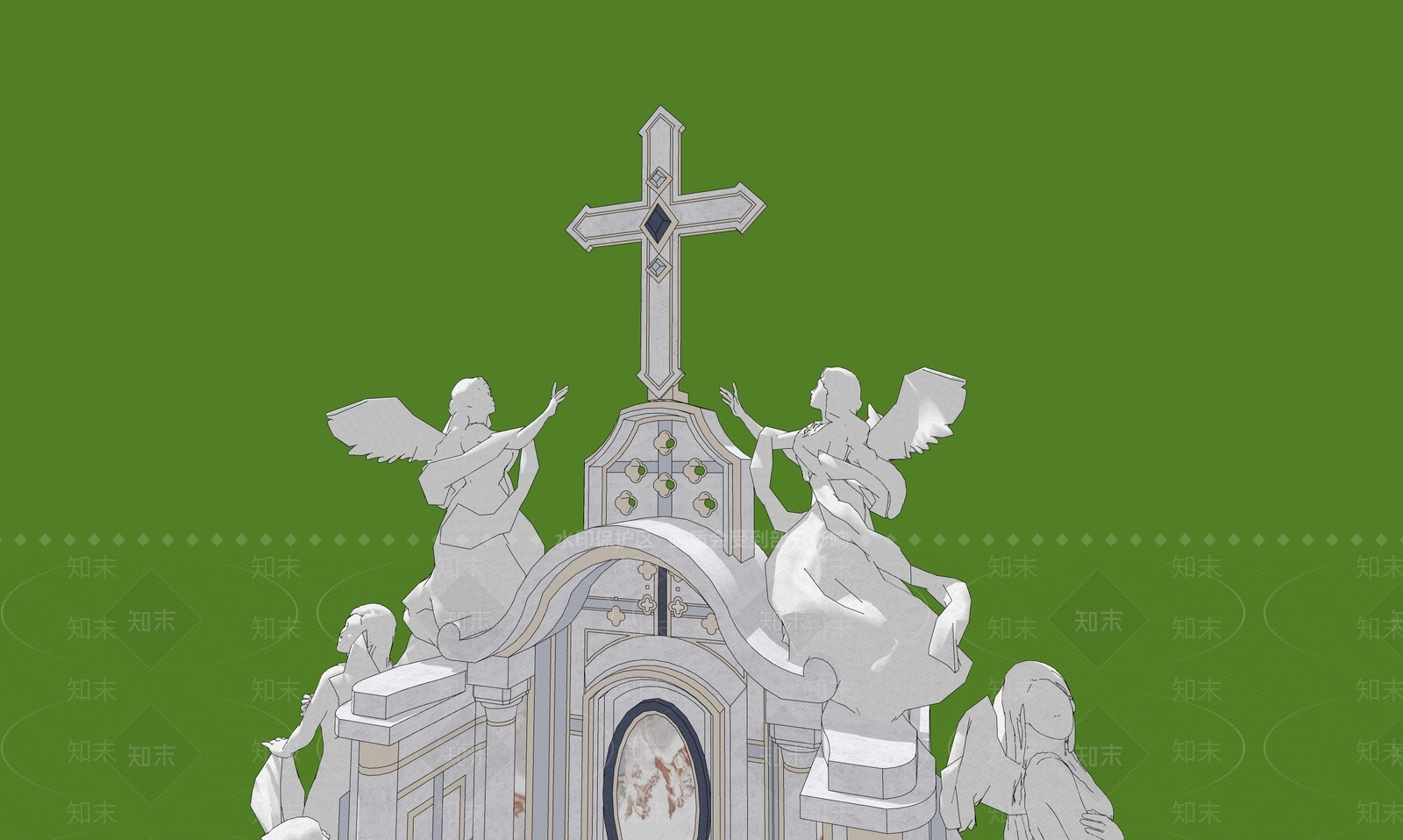 欧式雕塑小品SU模型下载【ID:1184360002】