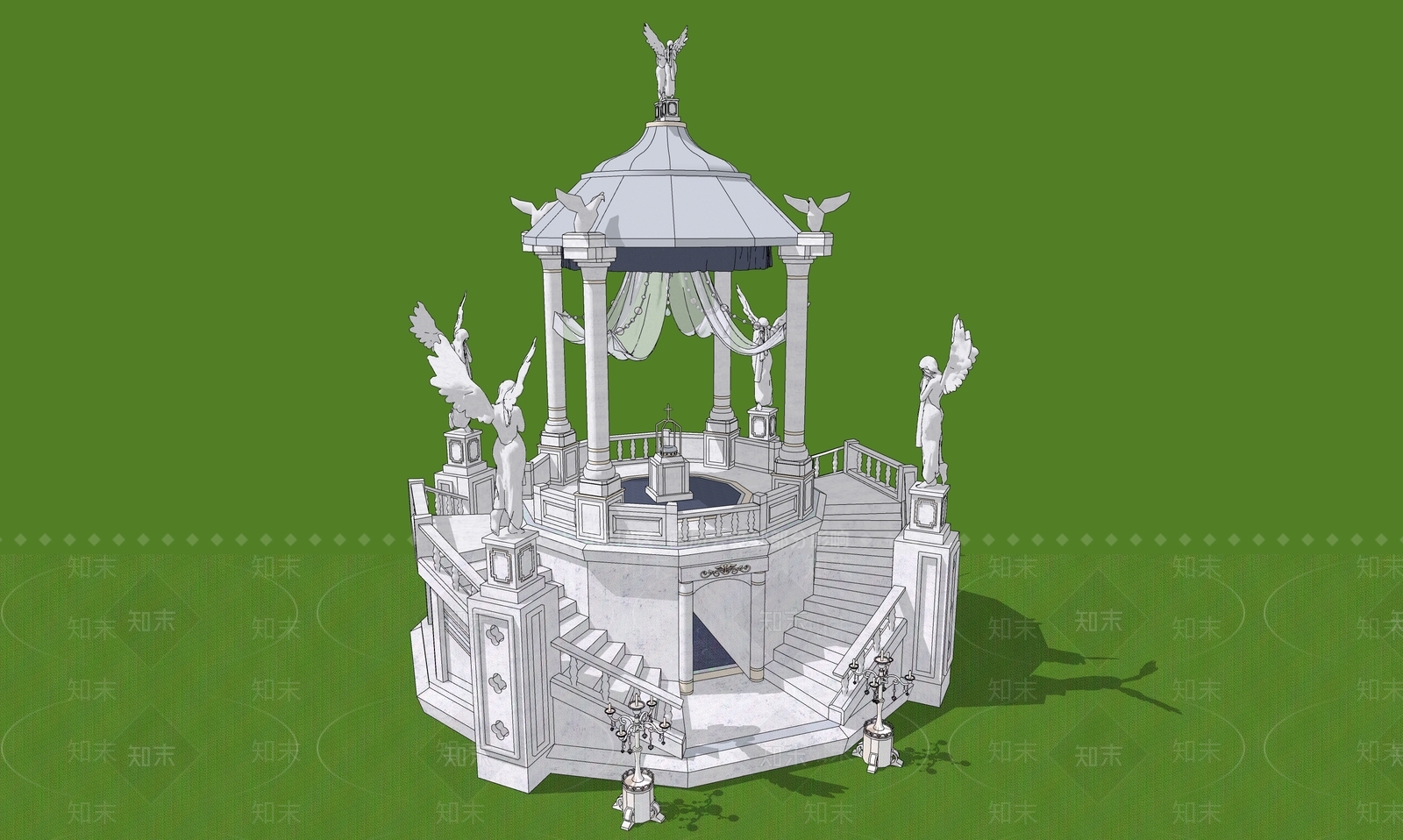 欧式雕塑小品SU模型下载【ID:1184360006】