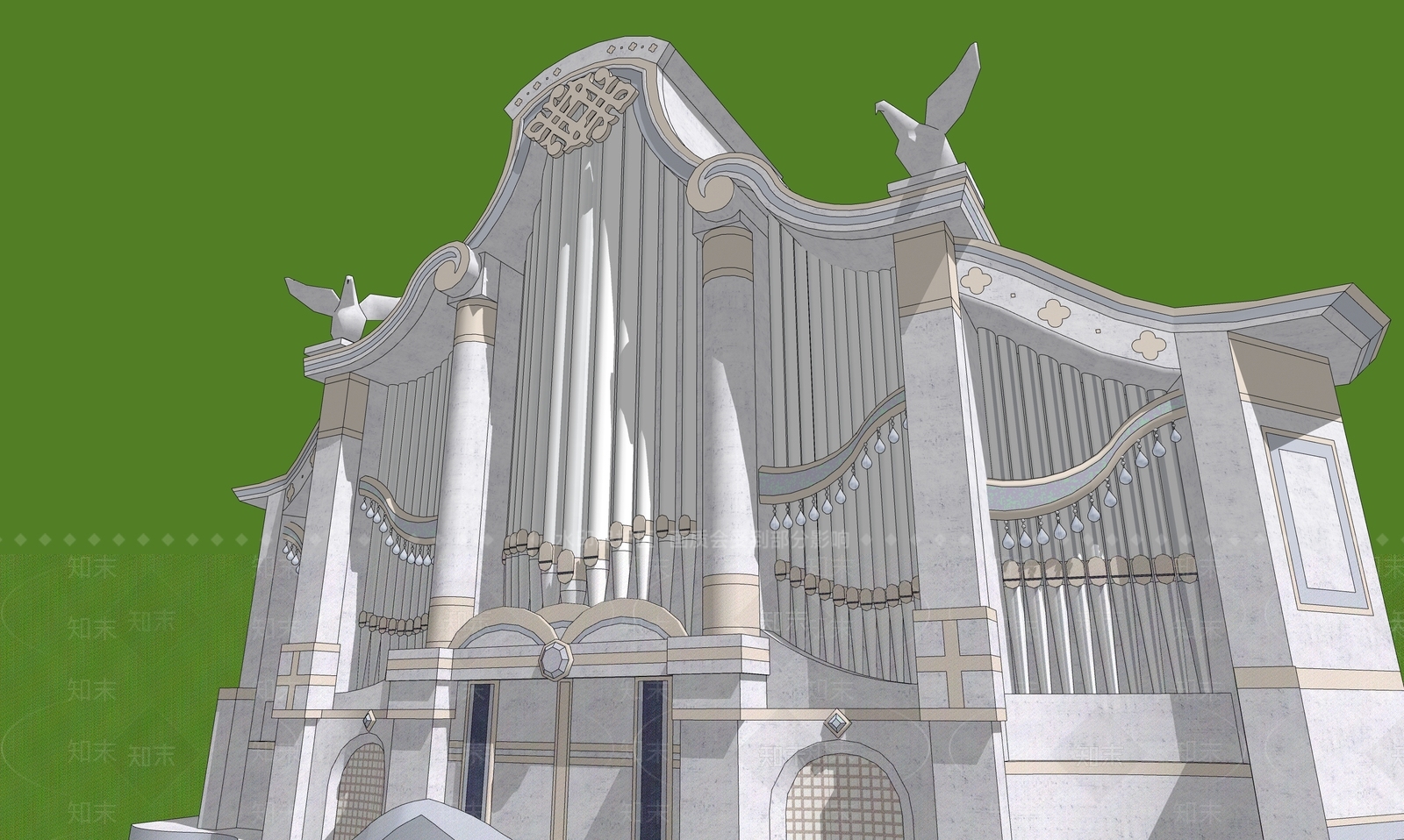 欧式雕塑小品SU模型下载【ID:1184360058】