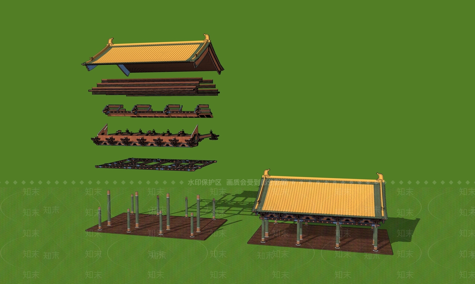 中式古建筑SU模型下载【ID:1184360153】