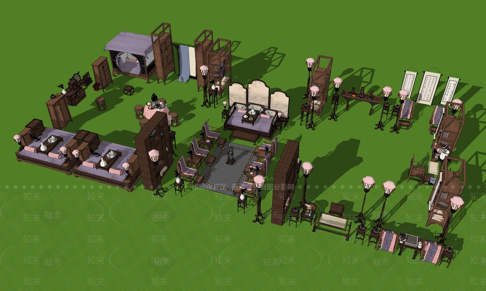 中式新中式其他户外家具SU模型下载【ID:1184360242】