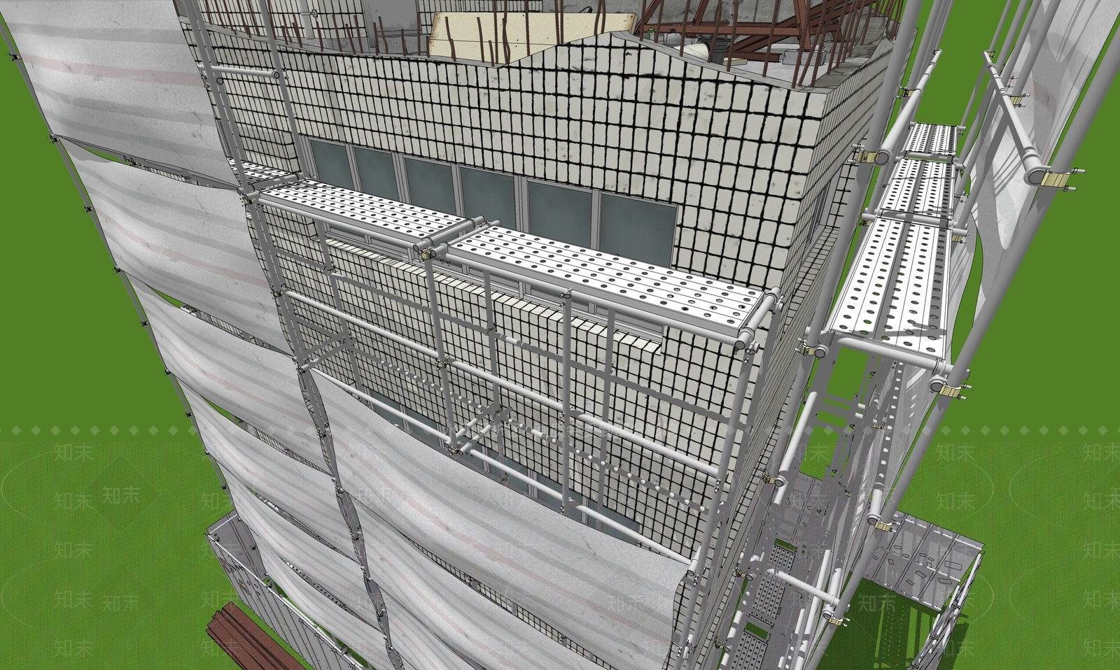 现代小区建筑SU模型下载【ID:1184360338】