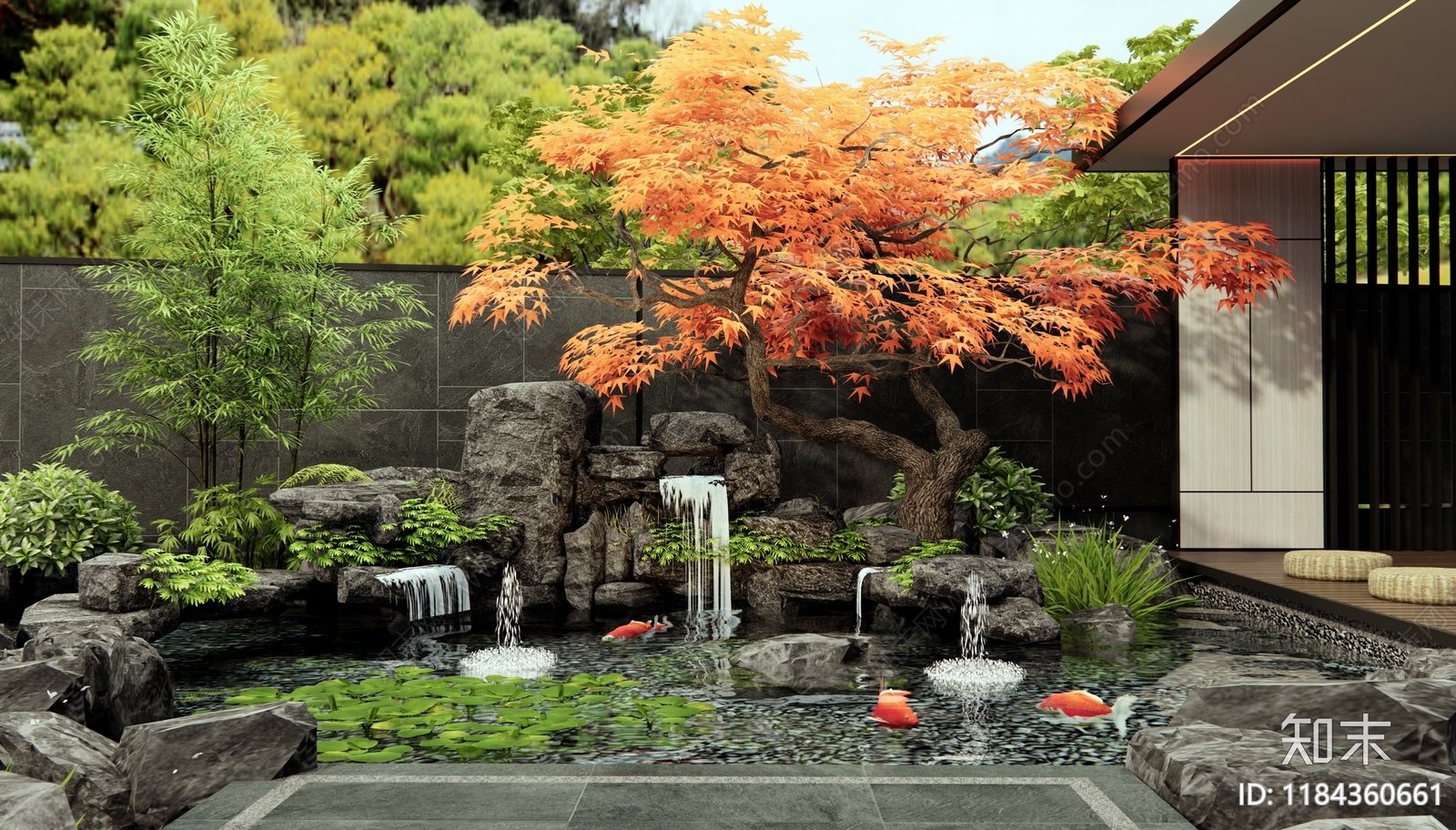 中式假山水景3D模型下载【ID:1184360661】