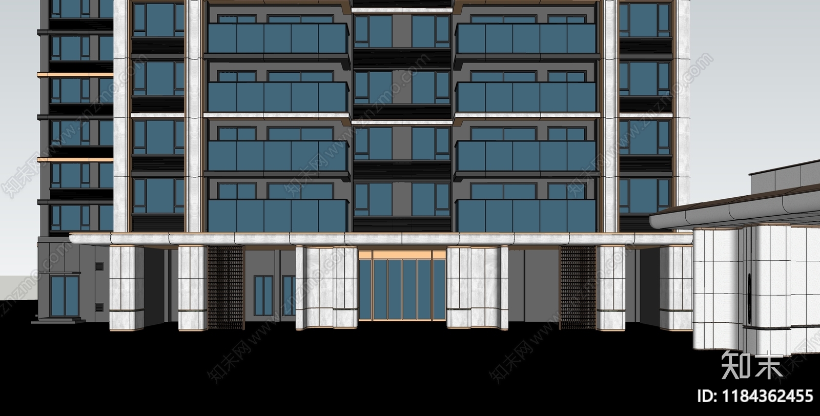 简约轻奢高层住宅SU模型下载【ID:1184362455】