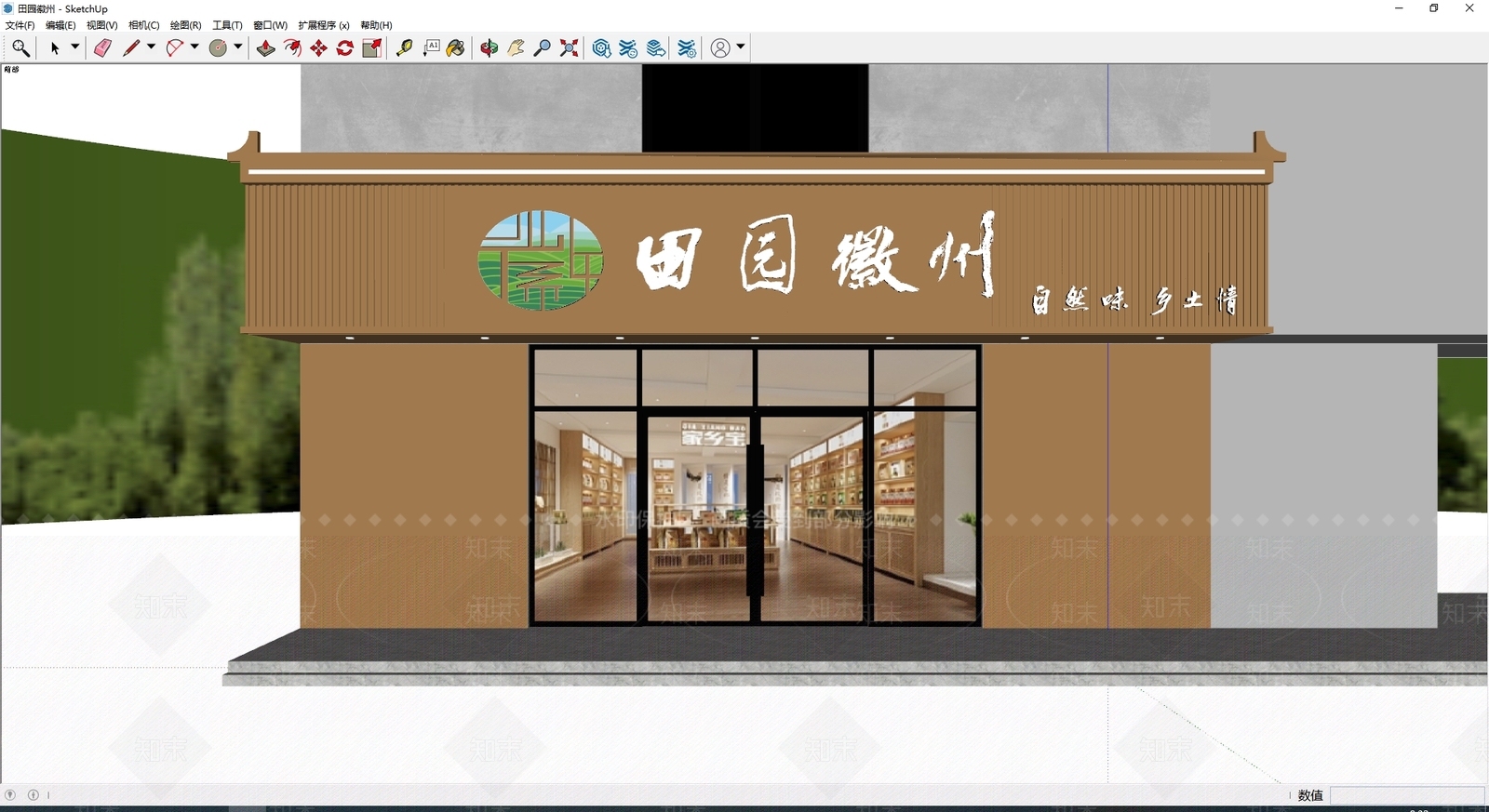 新中式门头SU模型下载【ID:1184366835】