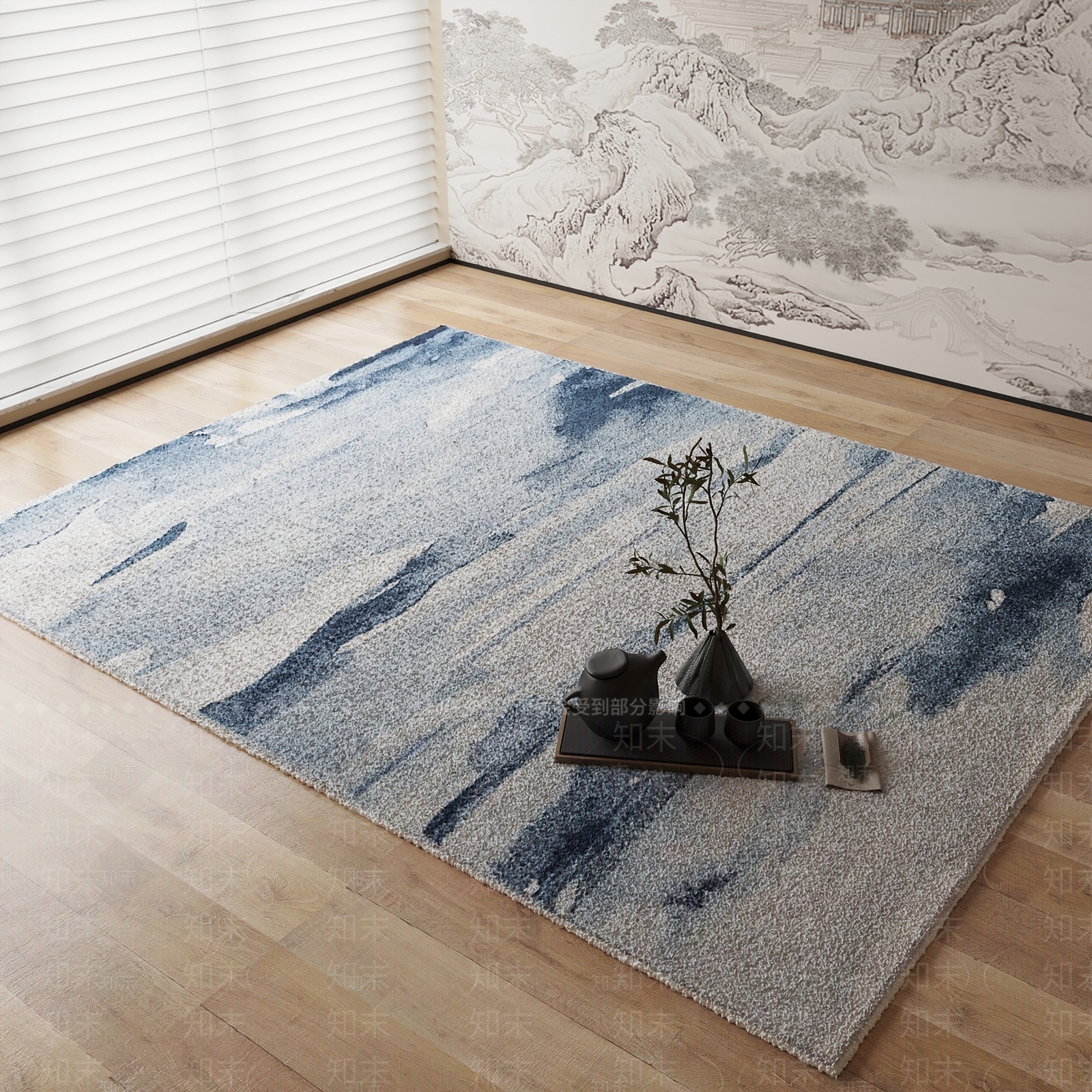 新中式地毯3D模型下载【ID:1184368304】