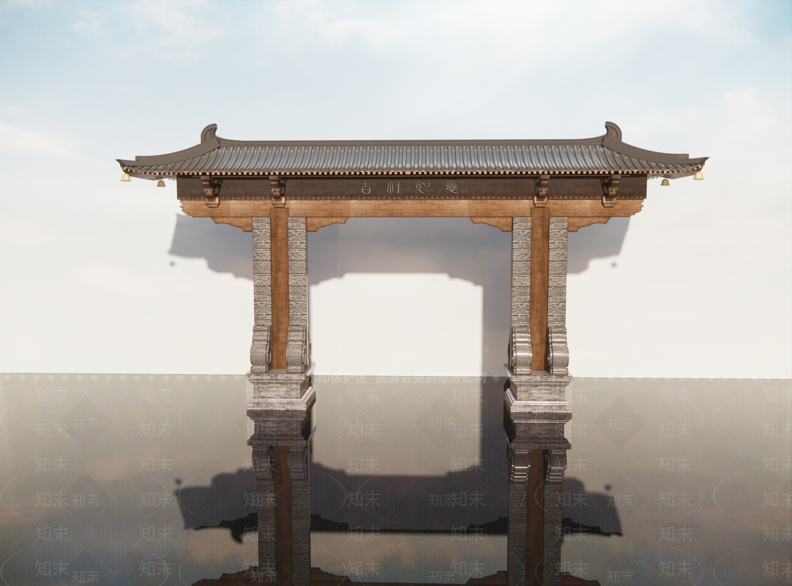 现代新中式牌坊牌楼SU模型下载【ID:1184369396】