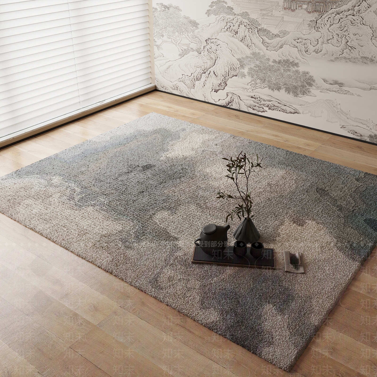 新中式地毯3D模型下载【ID:1184370129】