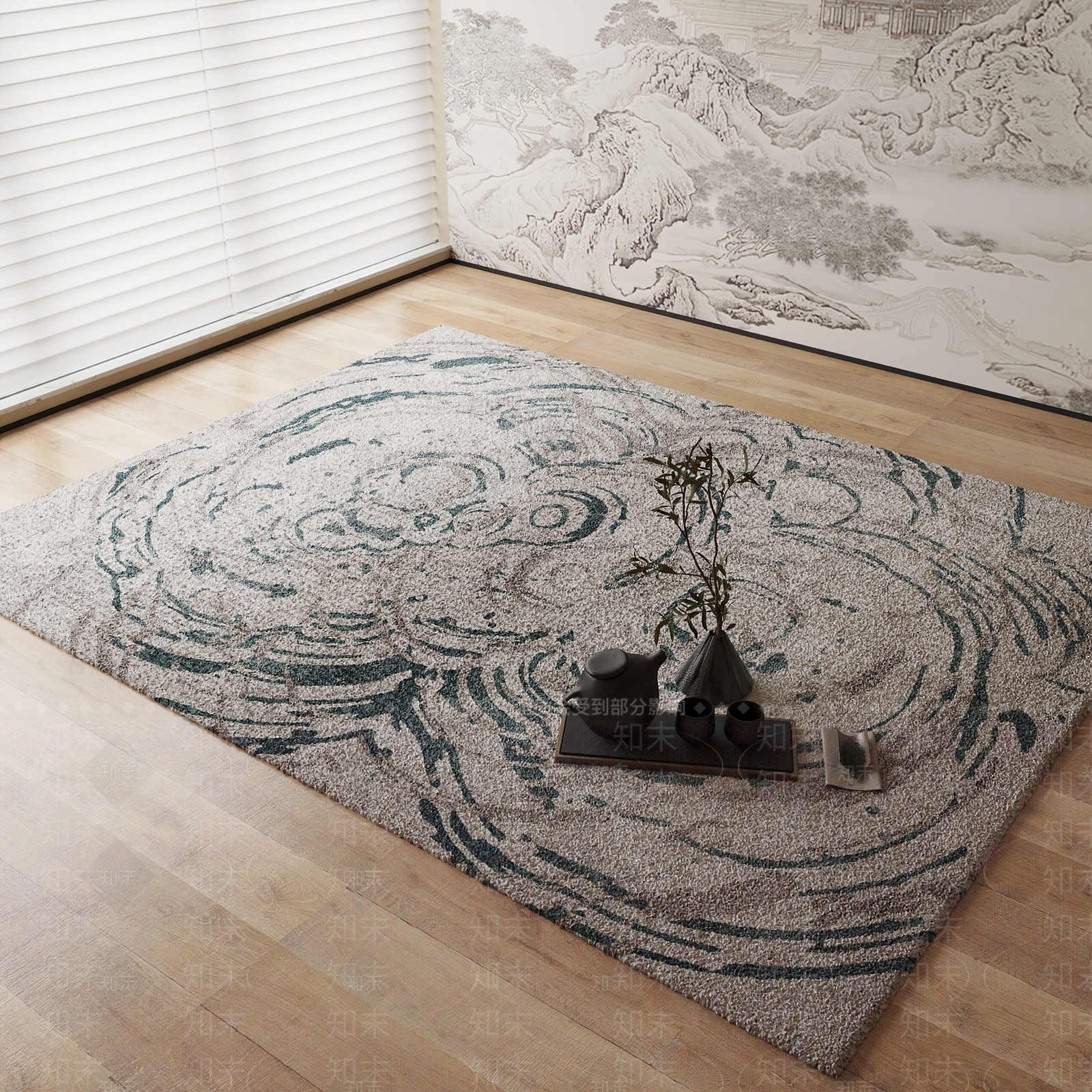 新中式地毯3D模型下载【ID:1184370209】