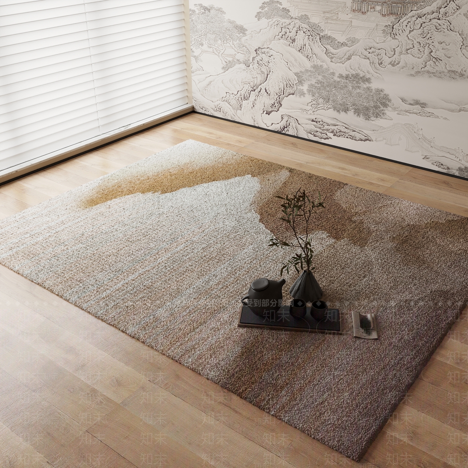 新中式地毯3D模型下载【ID:1184370635】