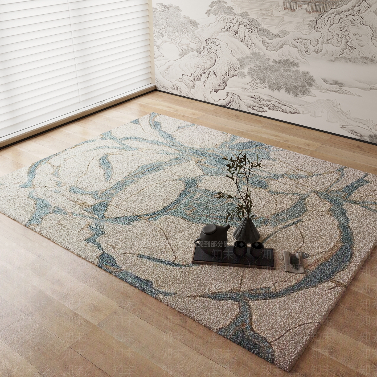 新中式地毯3D模型下载【ID:1184371062】