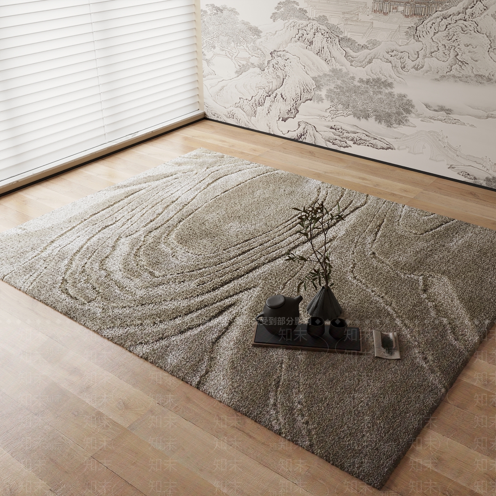 新中式地毯3D模型下载【ID:1184371068】